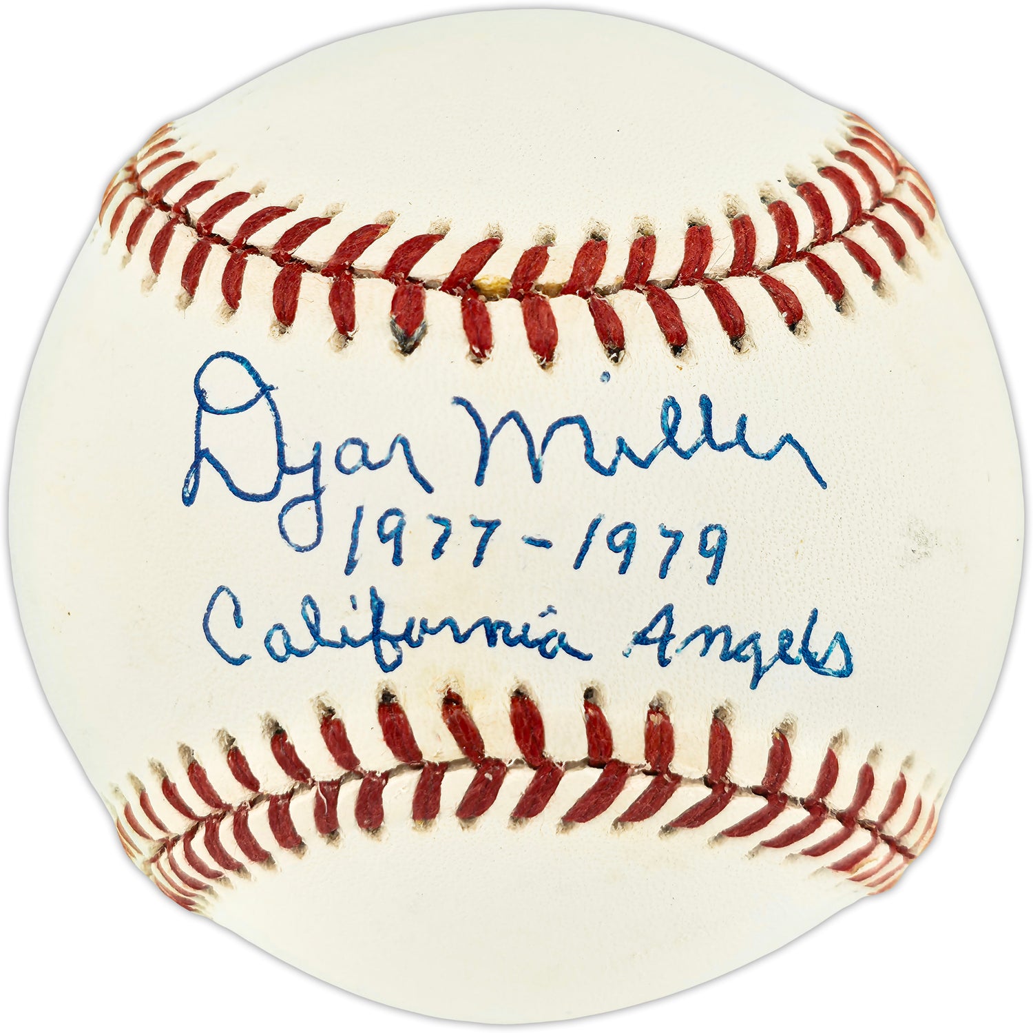Dyar Miller Autographed Official League Baseball California Angels "1977-79 California Angels" Beckett BAS QR #BR51164