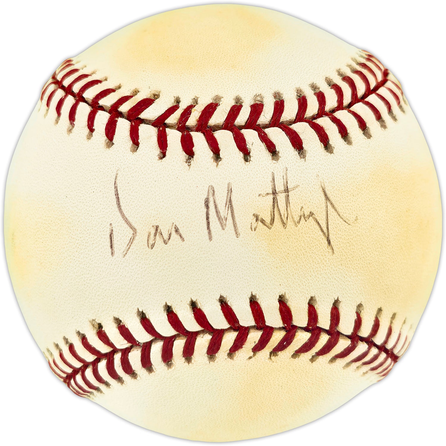 Don Mattingly Autographed Official AL Baseball New York Yankees Beckett BAS QR #BR51263
