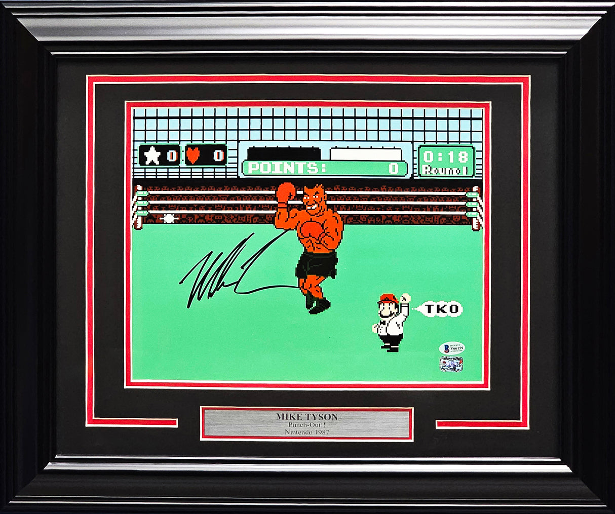 Mike Tyson Autographed Framed 11x14 Photo Nintendo Punch-Out!! Beckett BAS Stock #215844
