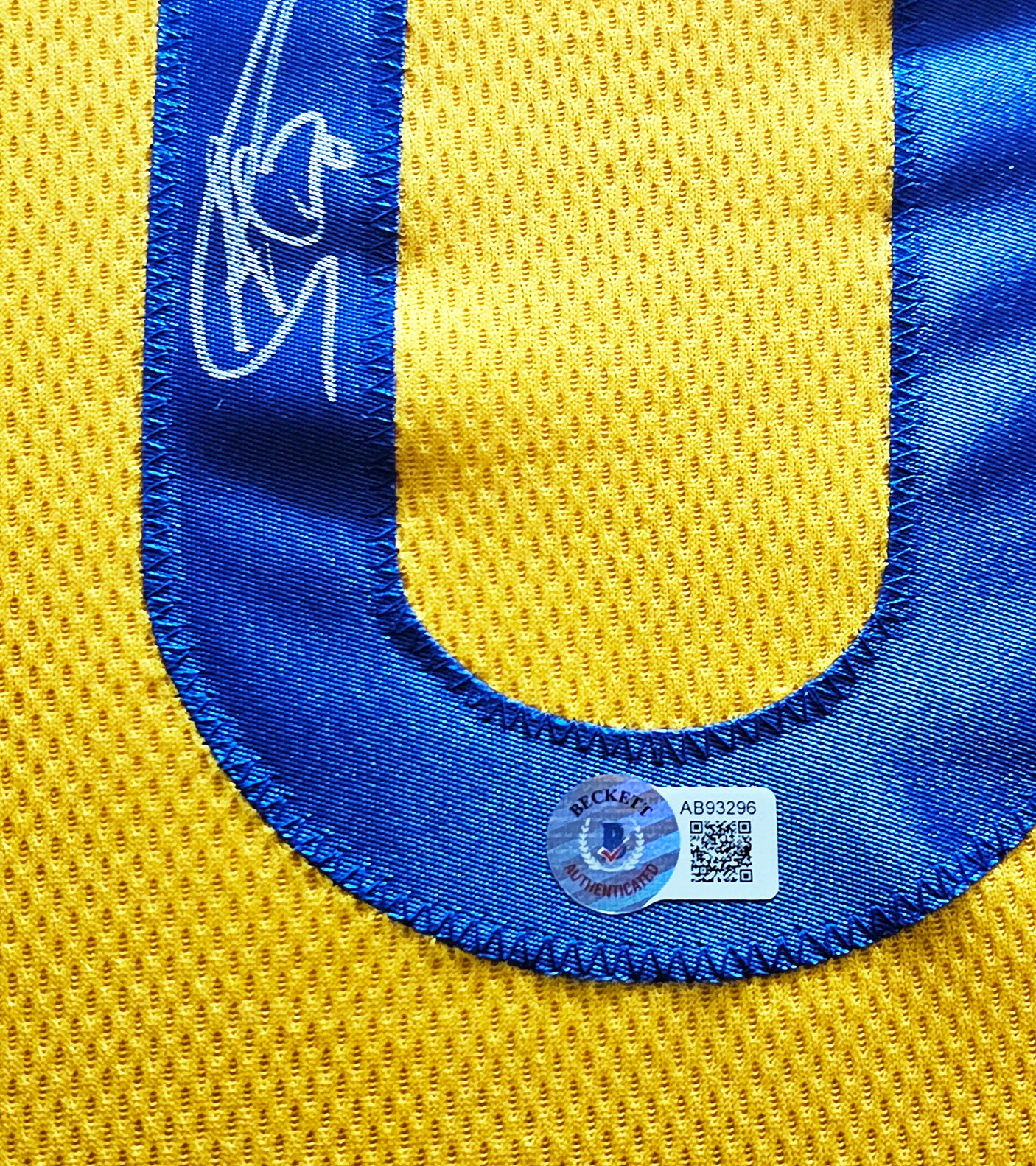Golden State Warriors Stephen Curry Autographed Framed Yellow Jersey Beckett BAS Stock #215856