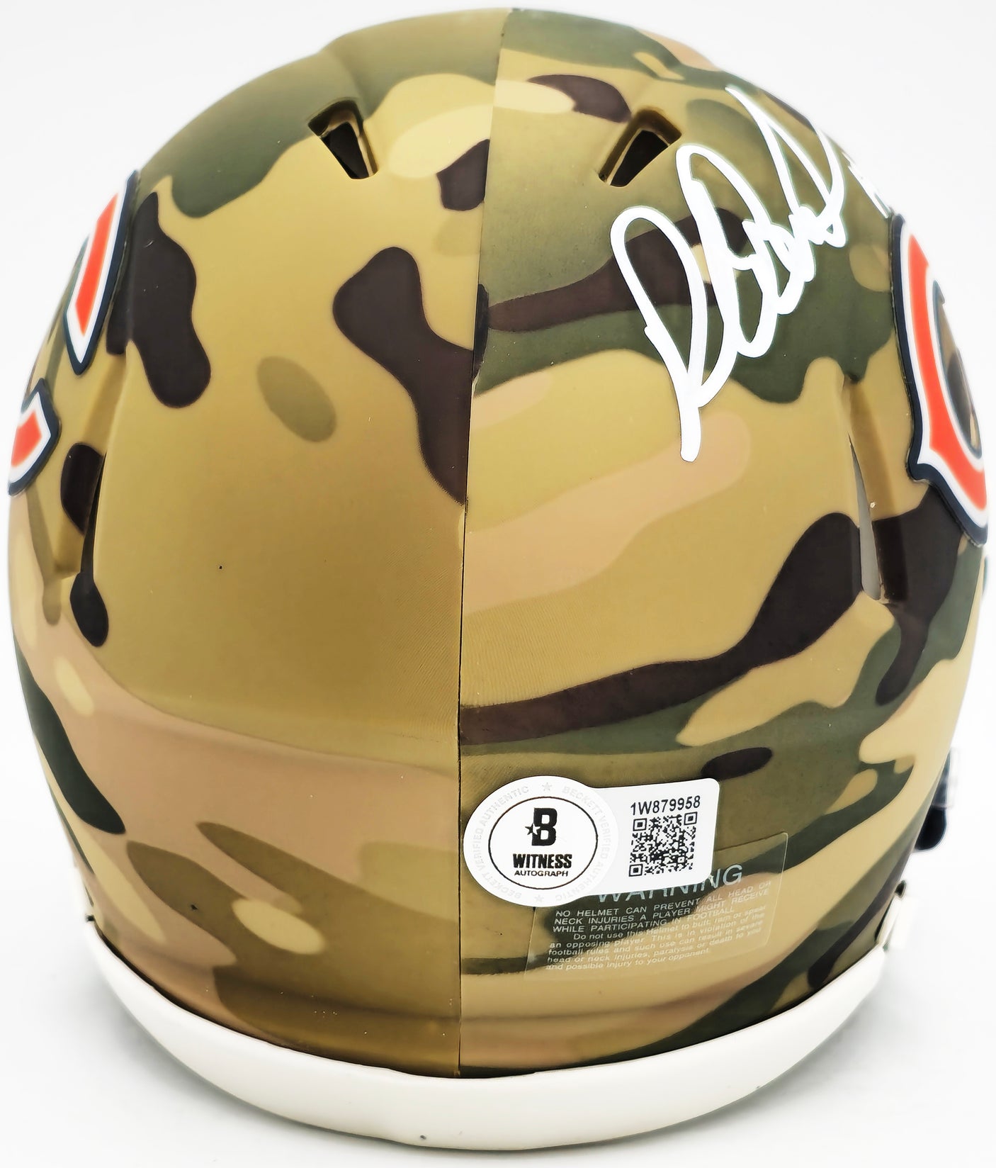 Richard Dent Autographed Chicago Bears Camo Speed Mini Helmet "HOF 11" Beckett BAS Witness Stock #230261