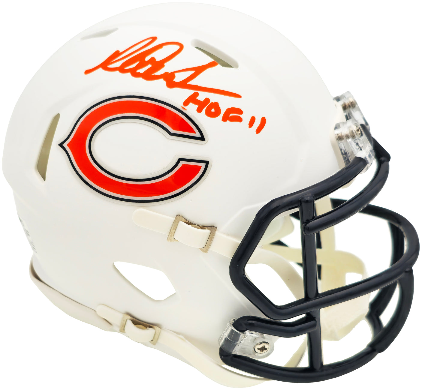 Richard Dent Autographed Chicago Bears Flat Matte White Speed Mini Helmet "HOF 11" Beckett BAS Witness Stock #230287
