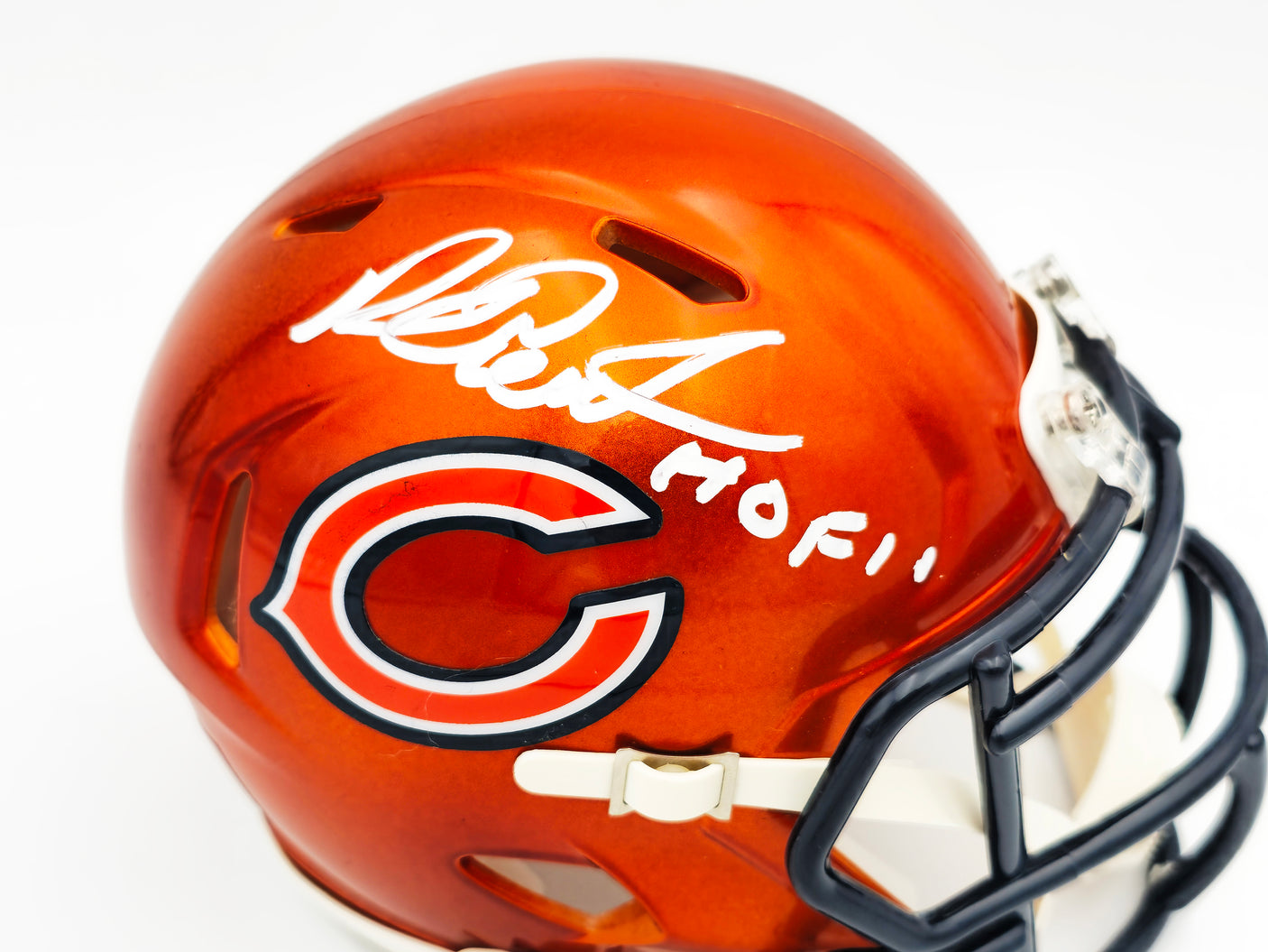 Richard Dent Autographed Chicago Bears Flash Orange Speed Mini Helmet "HOF 11" Beckett BAS Witness Stock #230262