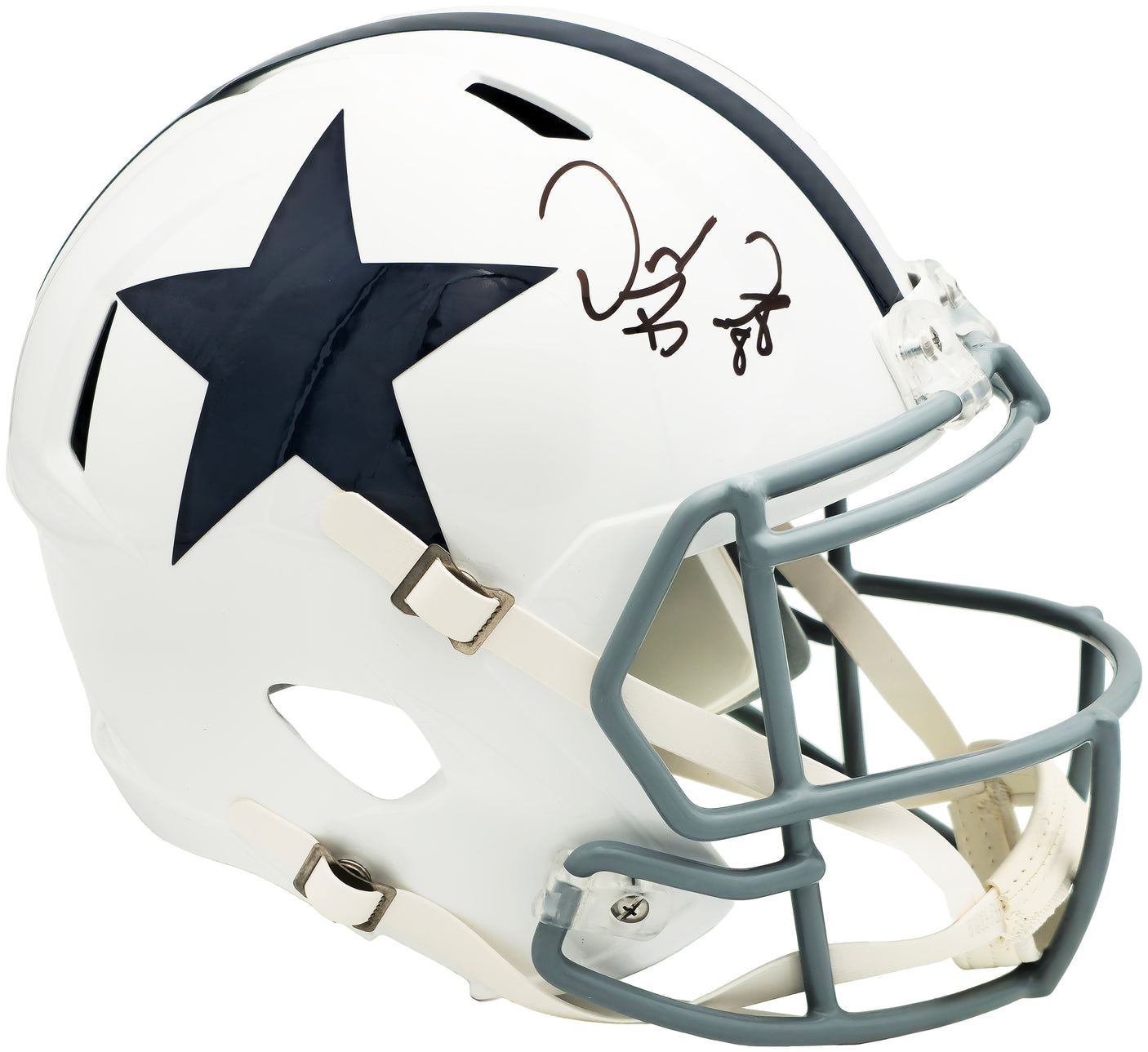 Dez Bryant Autographed Dallas Cowboys White Throwback Full Size Speed Replica Helmet Beckett BAS Witness Stock #230226