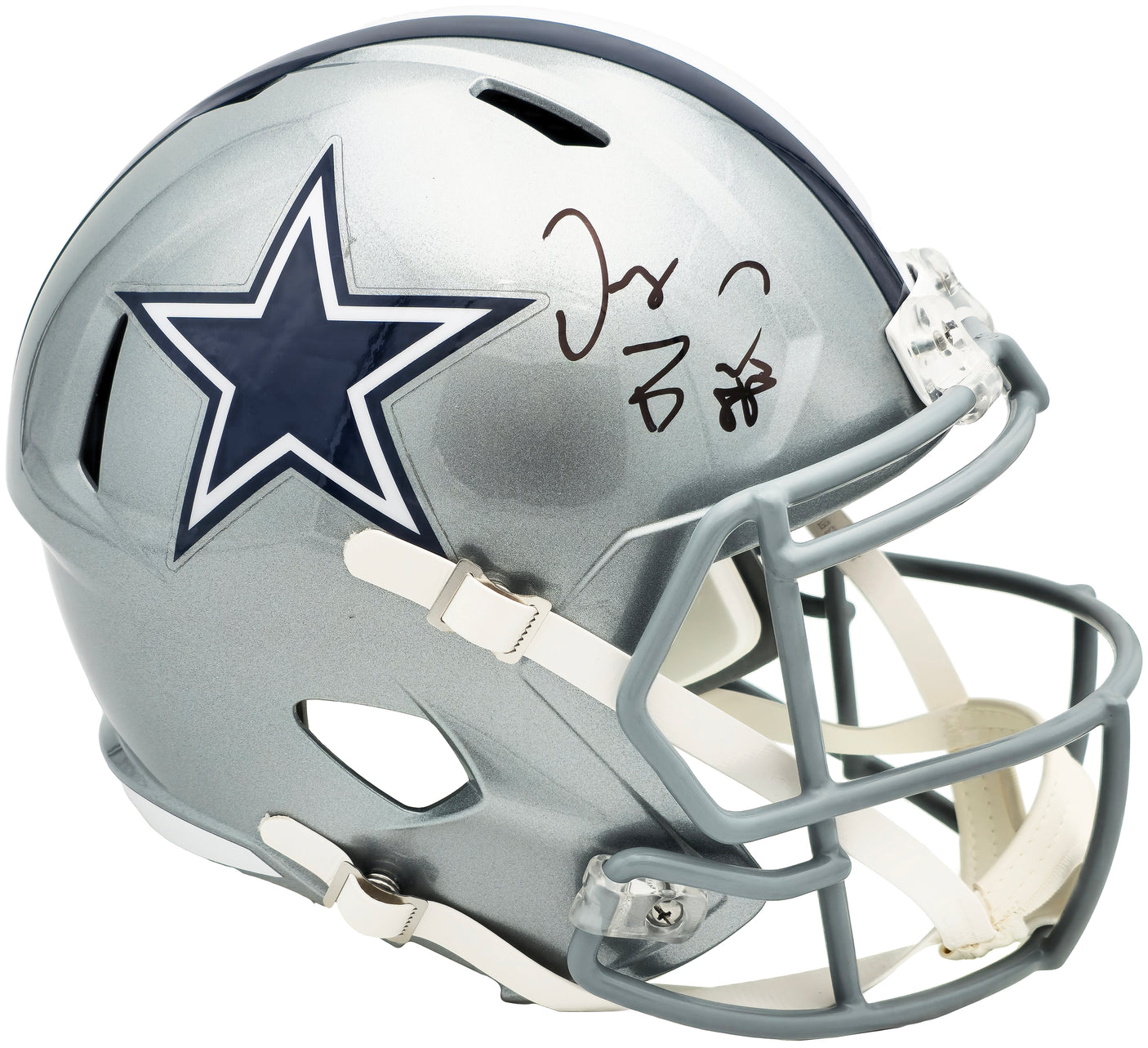Dez Bryant Autographed Dallas Cowboys Silver Full Size Speed Replica Helmet Beckett BAS Witness Stock #230225