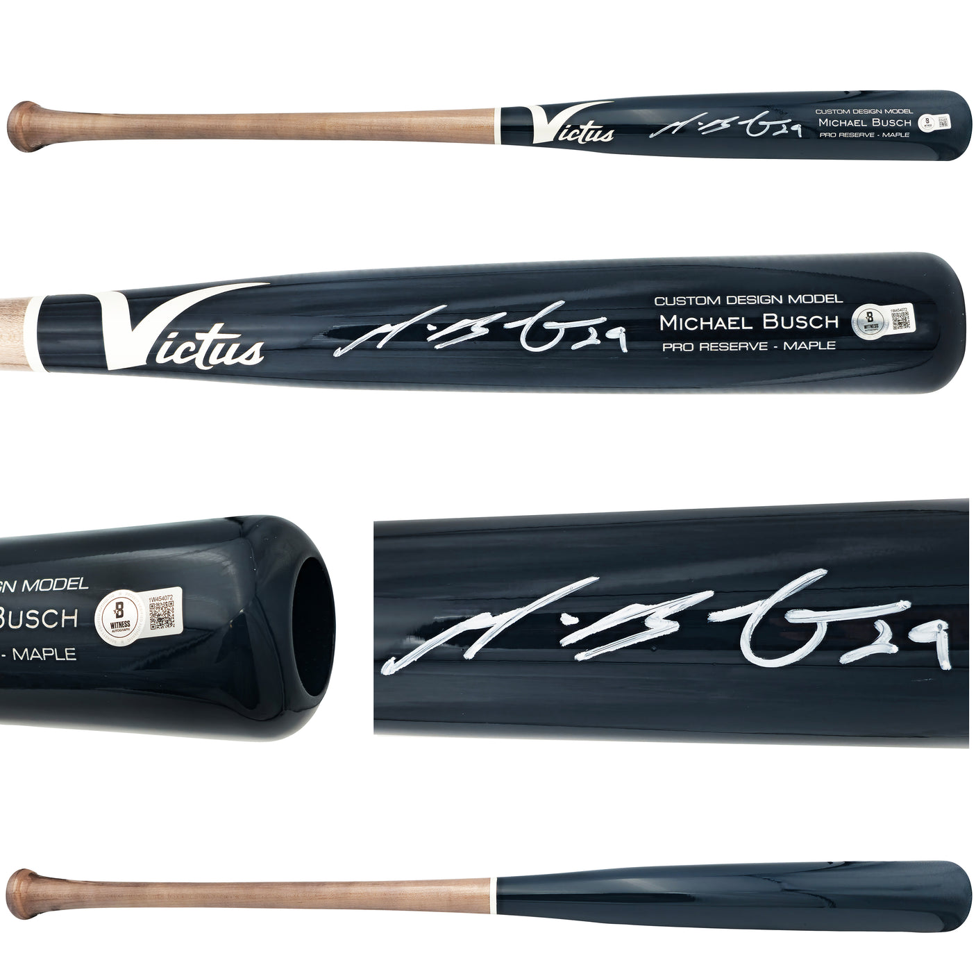 Michael Busch Autographed Navy Victus Player Model Baseball Bat Chicago Cubs Beckett BAS Witness Stock #230273