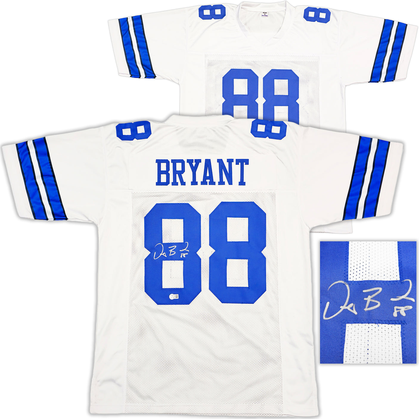 Dallas Cowboys Dez Bryant Autographed White Jersey Beckett BAS Witness Stock #230220
