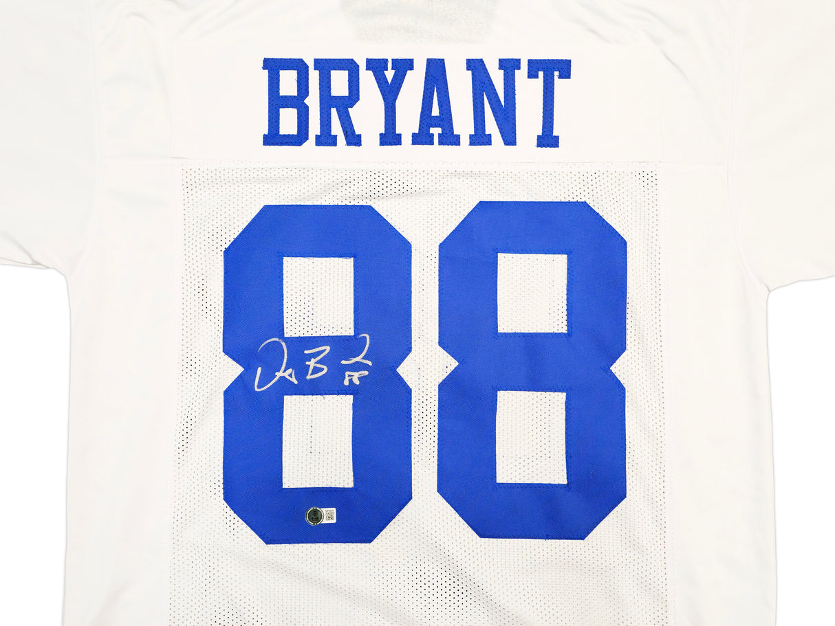 Dallas Cowboys Dez Bryant Autographed White Jersey Beckett BAS Witness Stock #230220