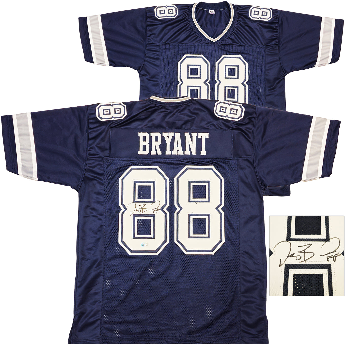 Dallas Cowboys Dez Bryant Autographed Navy Jersey Beckett BAS Witness Stock #230219