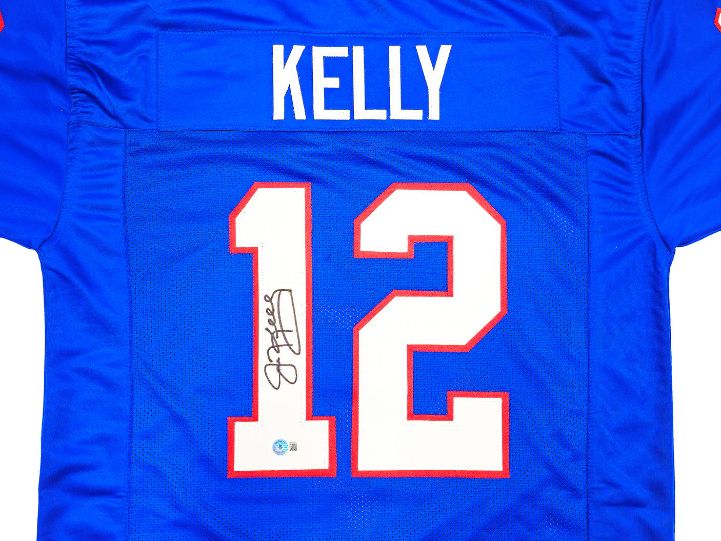 Buffalo Bills Jim Kelly Autographed Blue Jersey Beckett BAS Witness Stock #230185