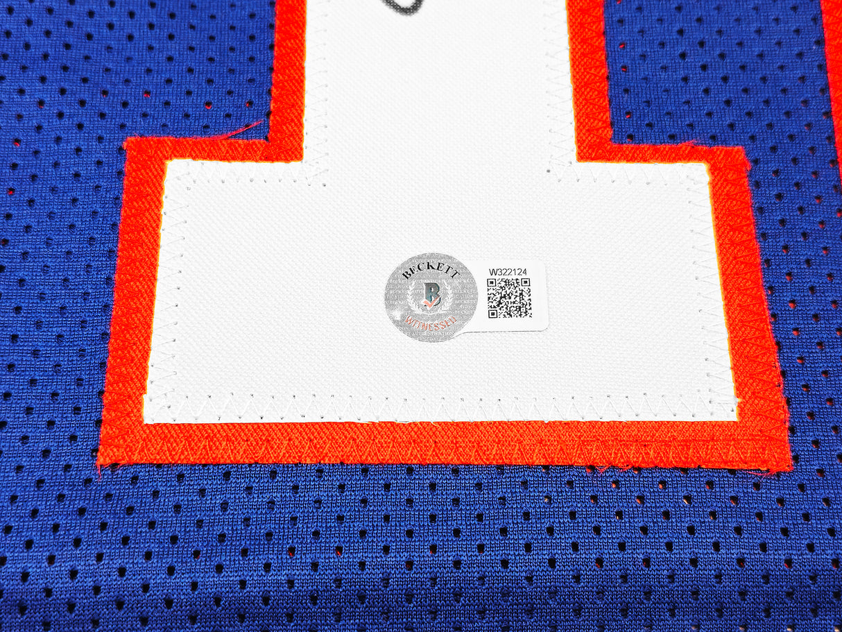 Buffalo Bills Jim Kelly Autographed Blue Jersey Beckett BAS Witness Stock #230185