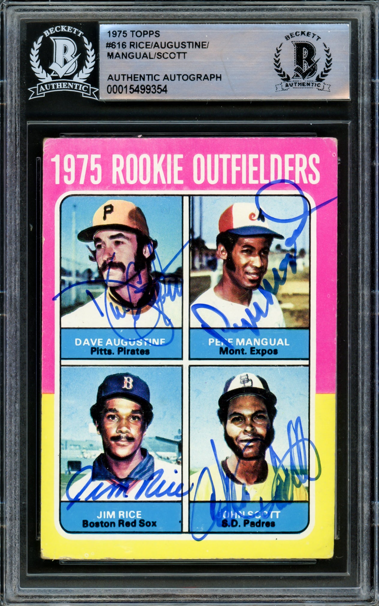 1975 Topps Card #616 Autographed Signed By All 4 Including Jim Rice Beckett BAS #15499354