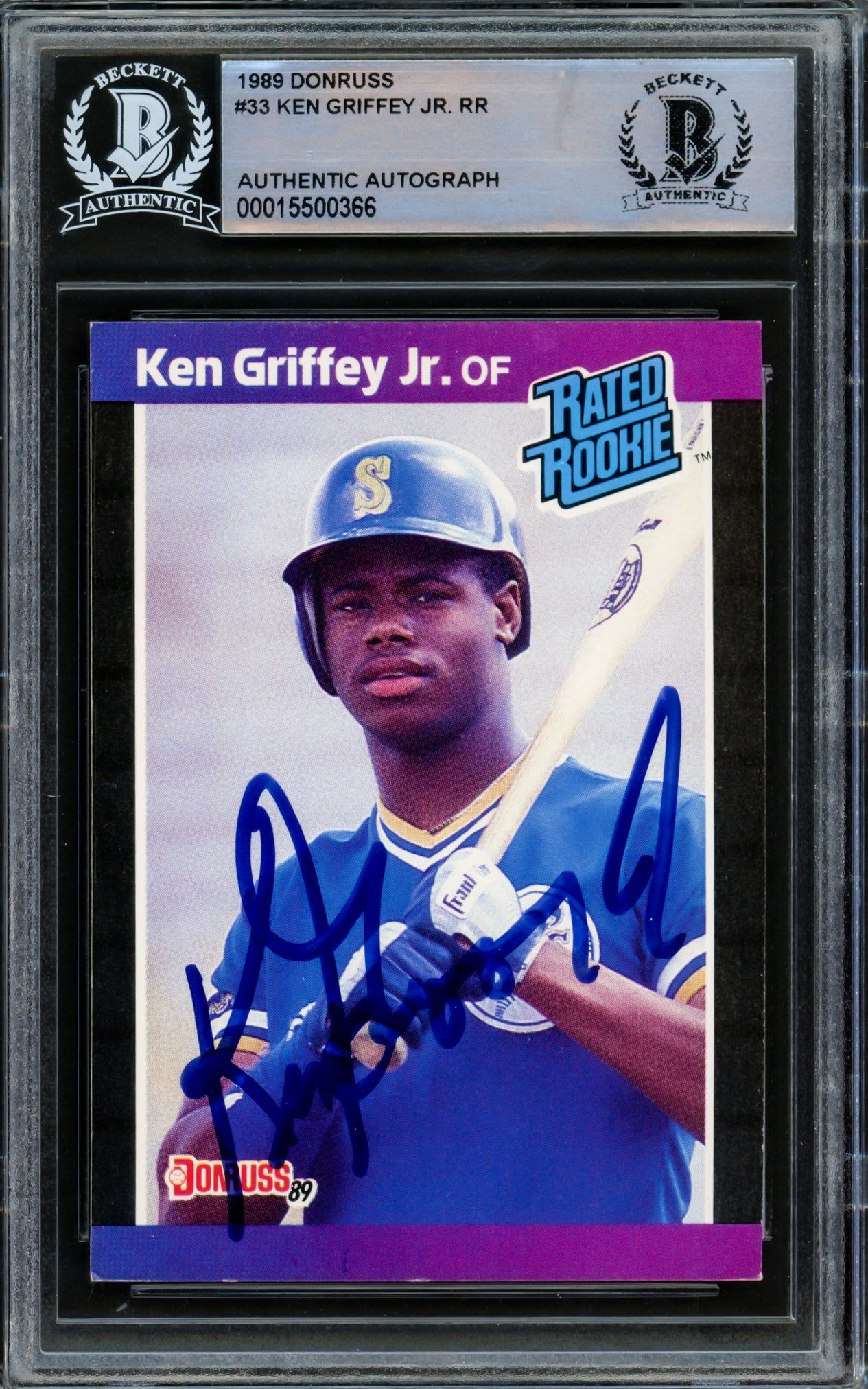 Ken Griffey Jr. Autographed 1989 Donruss Rookie Card #33 Seattle Mariners Vintage Rookie Signature Beckett BAS #15500366