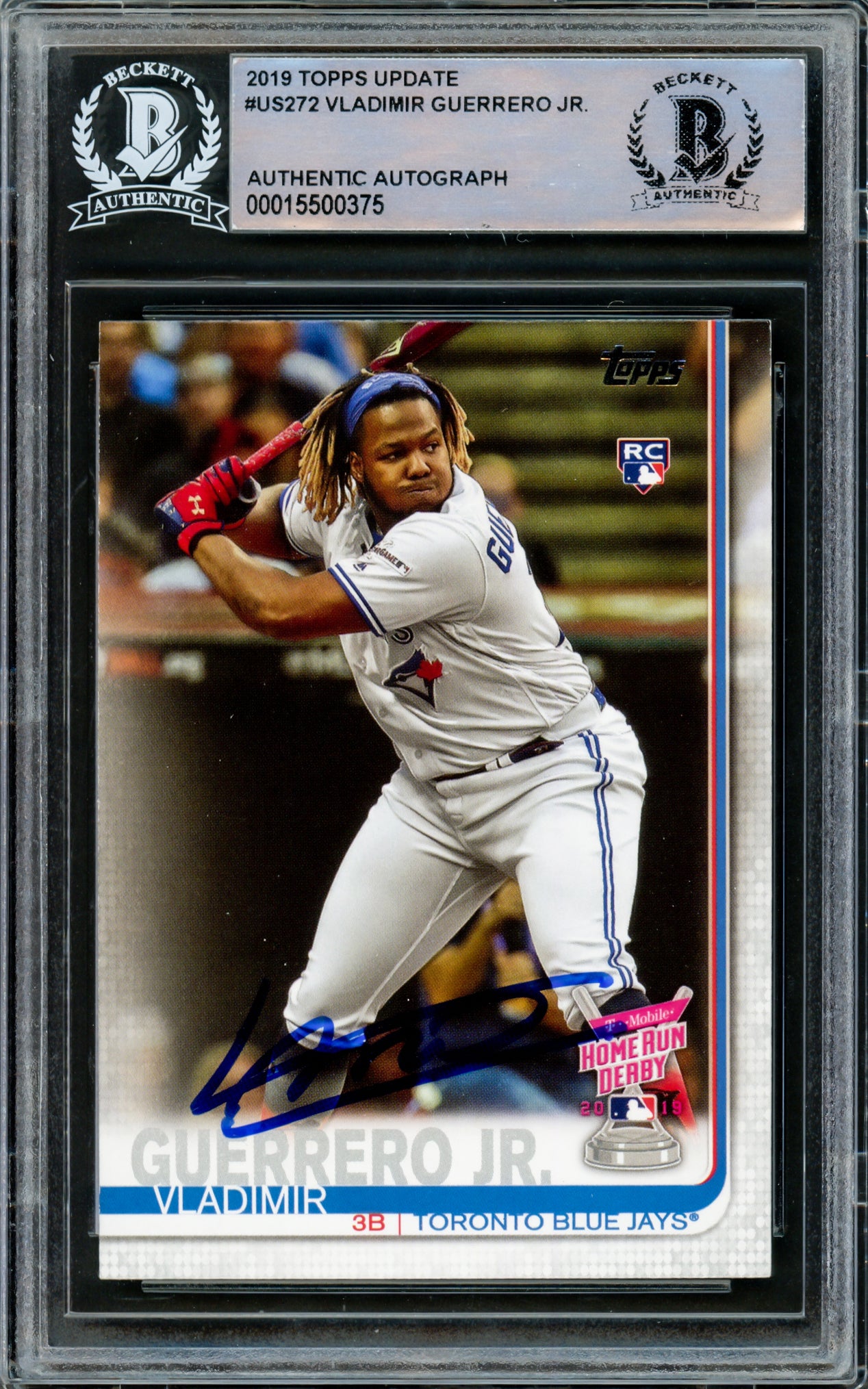 Vladimir Guerrero Jr. Autographed 2019 Topps Update Card #US272 Toronto Blue Jays Beckett BAS #15500375
