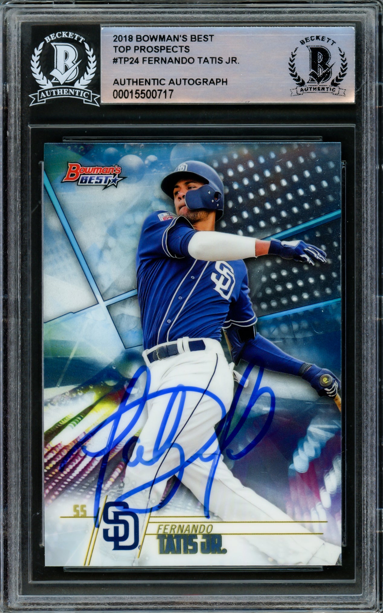 Fernando Tatis Jr. Autographed 2018 Bowman's Best Top Prospect Rookie Card #TP-24 San Diego Padres Beckett BAS #15500717