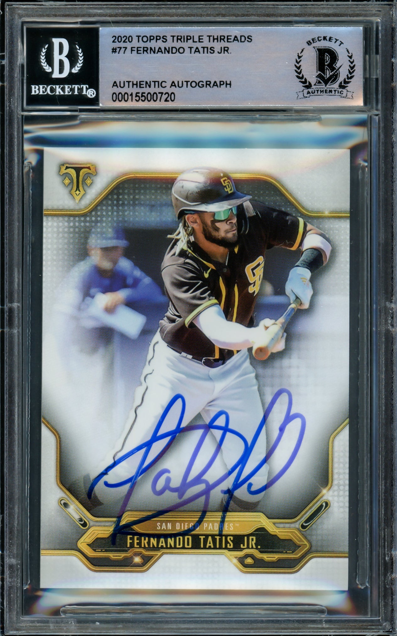 Fernando Tatis Jr. Autographed 2020 Topps Triple Threads Card #77 San Diego Padres Beckett BAS #15500720