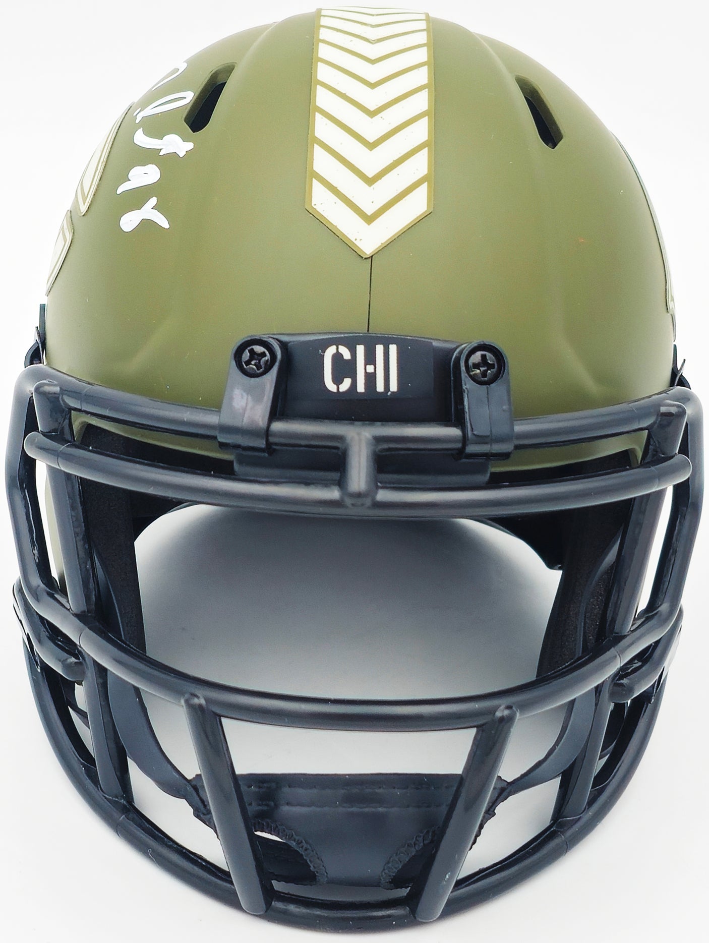 Montez Sweat Autographed Chicago Bears Army Green Salute to Service Speed Mini Helmet JSA Stock #232848