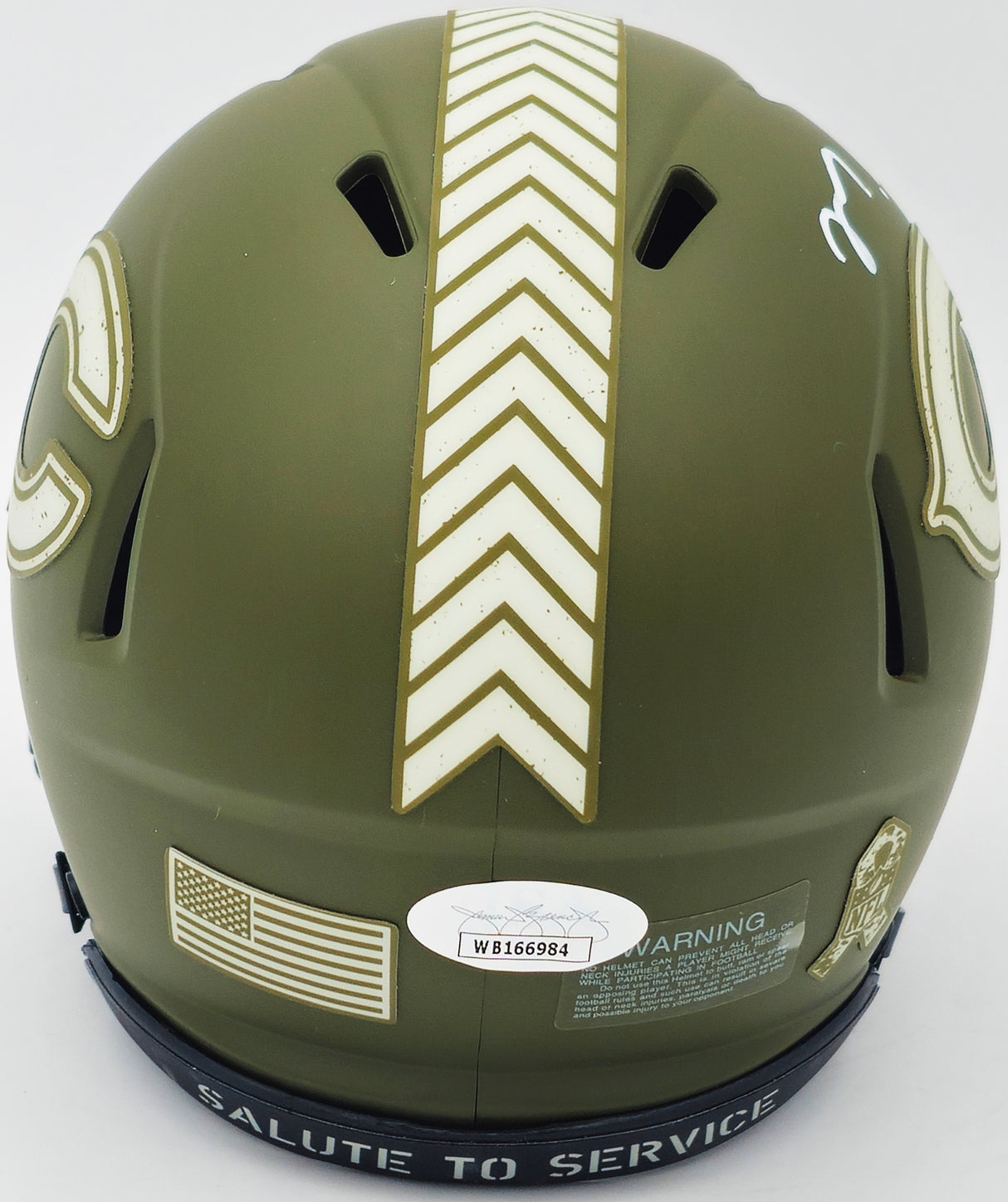 Montez Sweat Autographed Chicago Bears Army Green Salute to Service Speed Mini Helmet JSA Stock #232848