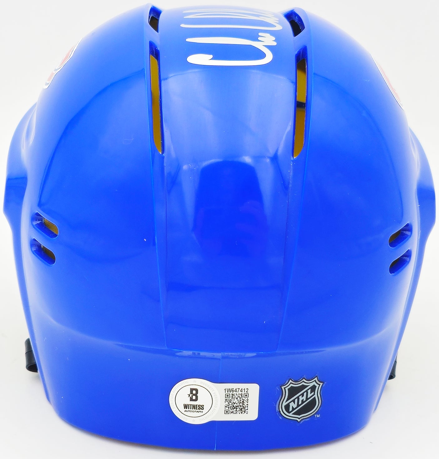 Chris Chelios Autographed Montreal Canadiens Blue Mini Helmet "HOF 2013" Beckett BAS Witness Stock #232839