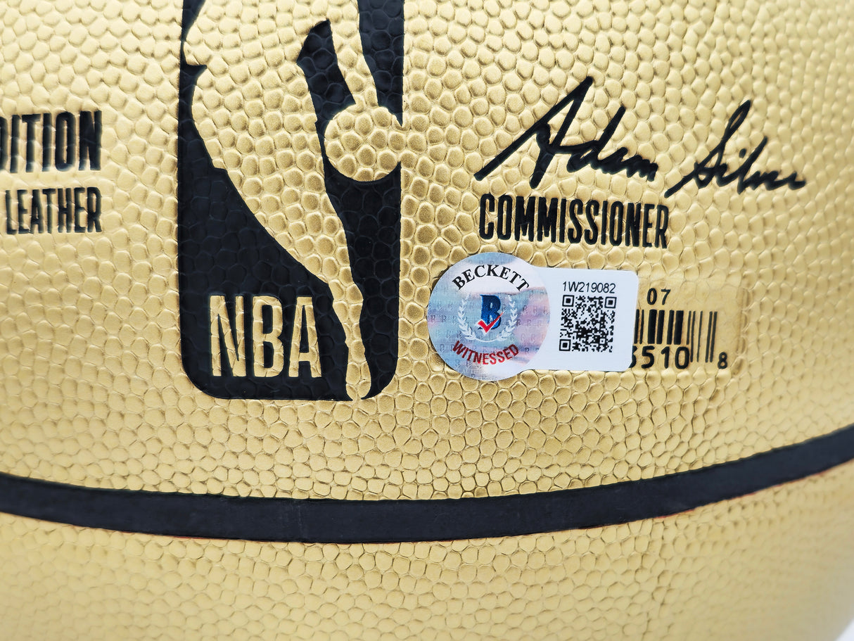 Allen Iverson Autographed Gold Edition Composite Leather Basketball Philadelphia 76ers Beckett BAS Witness Stock #232872