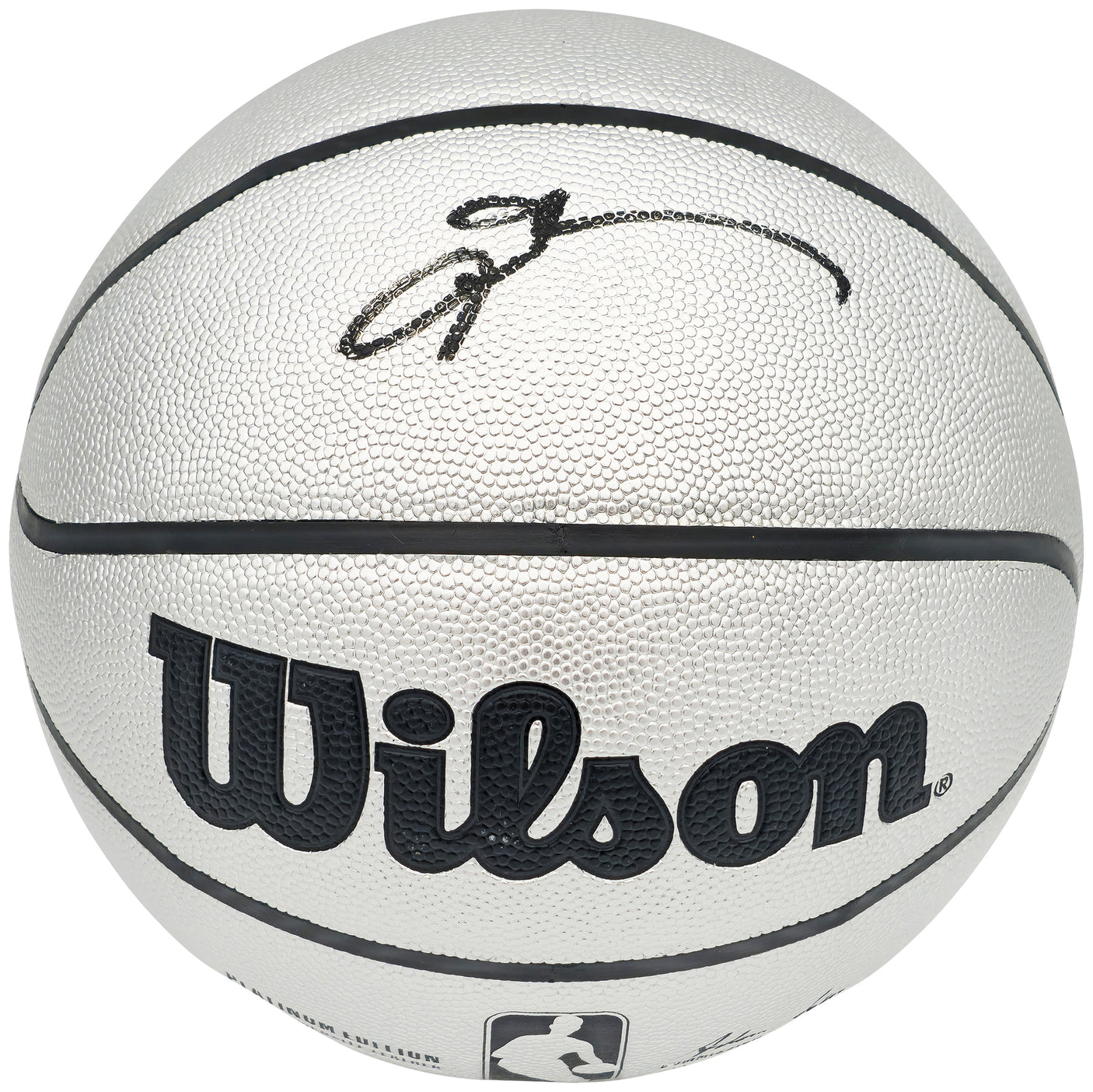 Allen Iverson Autographed Platinum Edition Composite Leather Basketball Philadelphia 76ers Beckett BAS Witness Stock #232871