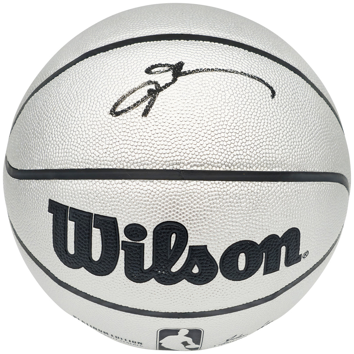 Allen Iverson Autographed Platinum Edition Composite Leather Basketball Philadelphia 76ers Beckett BAS Witness Stock #232871