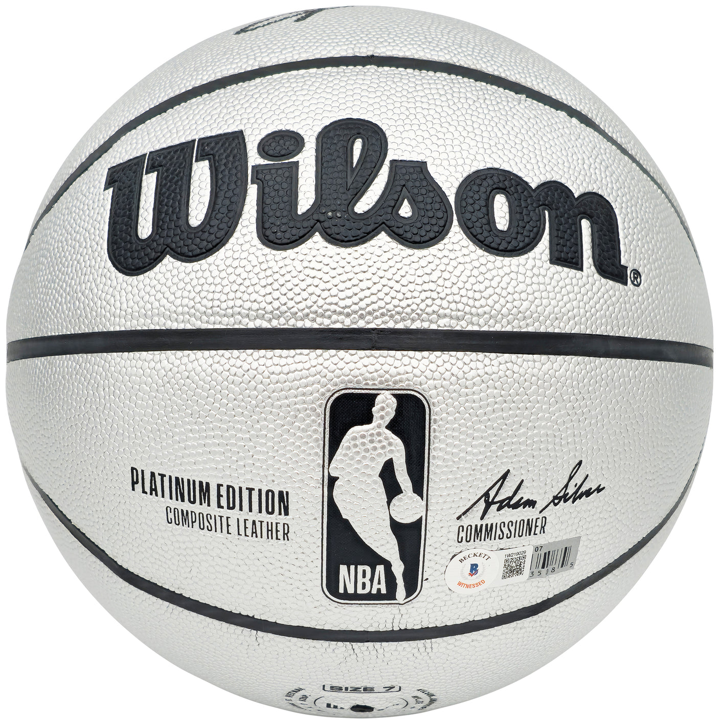 Allen Iverson Autographed Platinum Edition Composite Leather Basketball Philadelphia 76ers Beckett BAS Witness Stock #232871