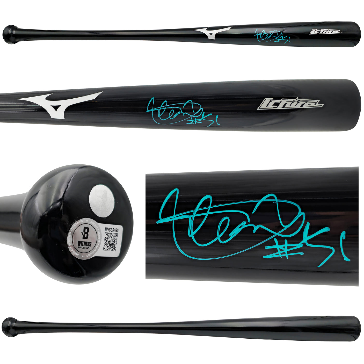 Ichiro Suzuki Autographed Black Mizuno Player Model Baseball Bat Seattle Mariners "#51" IS Holo & Beckett BAS Witness Stock #232831