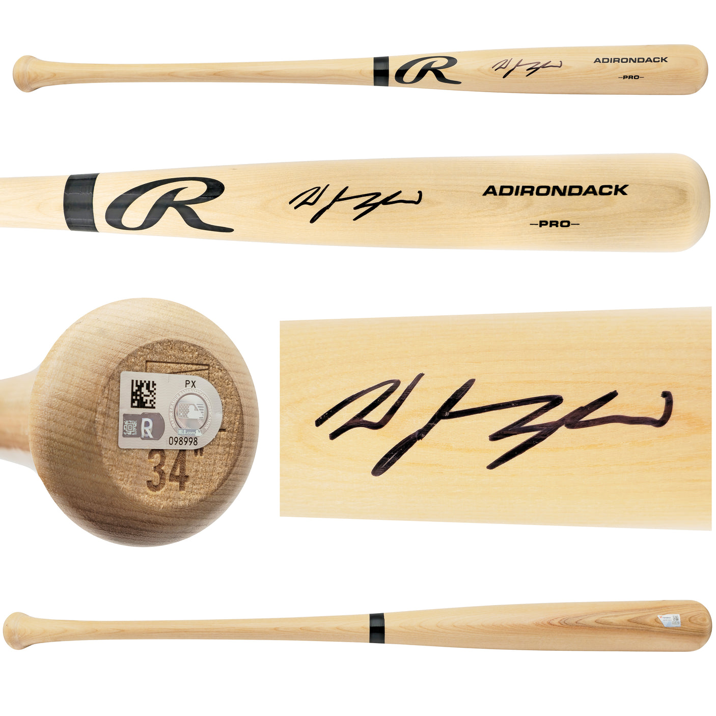 Wyatt Langford Autographed Blonde Rawlings Adirondack Pro Baseball Bat Texas Rangers Fanatics and MLB Holo Stock #232810