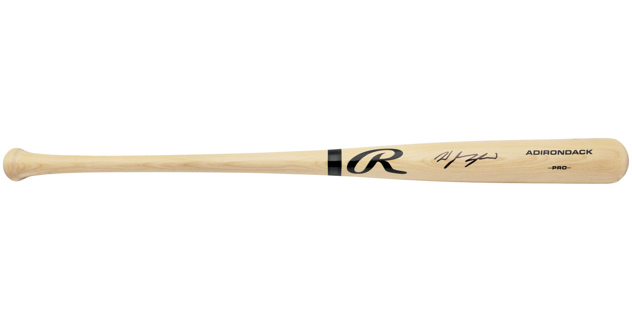 Wyatt Langford Autographed Blonde Rawlings Adirondack Pro Baseball Bat Texas Rangers Fanatics and MLB Holo Stock #232810