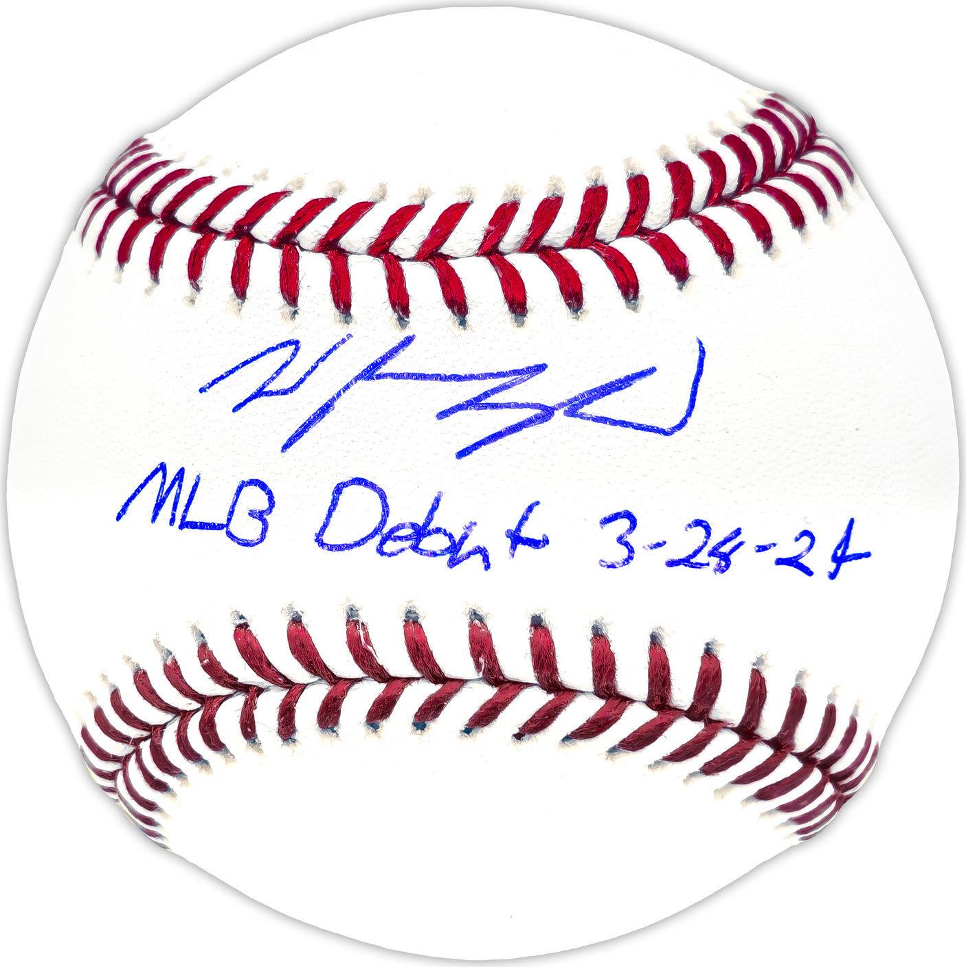 Wyatt Langford Autographed Official MLB Baseball Texas Rangers "MLB Debut 3-28-24" Fanatics and MLB Holo Stock #232809