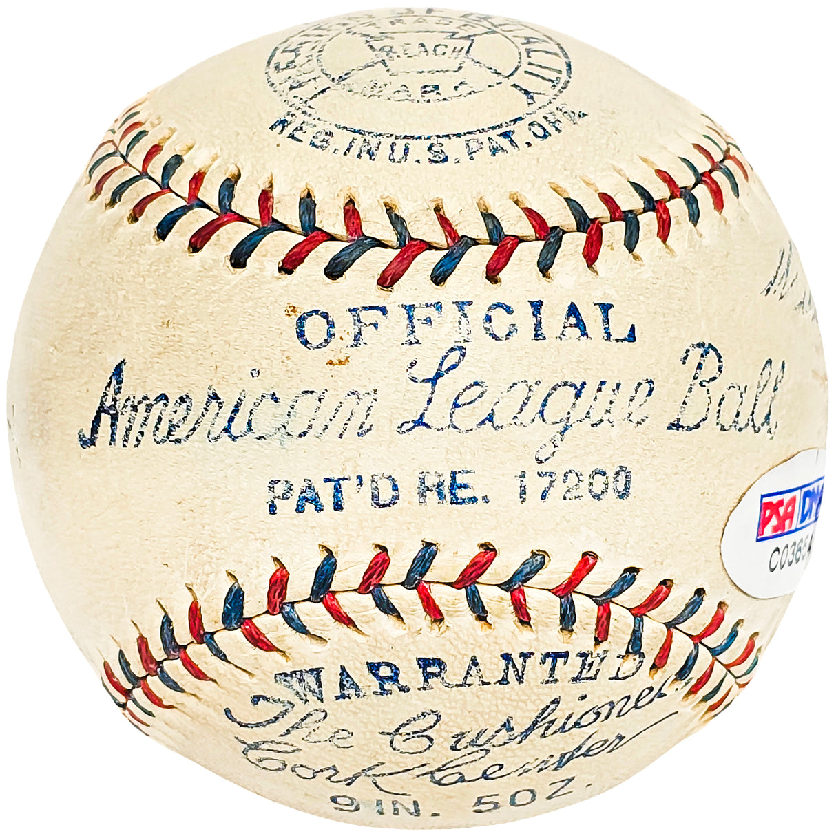 Harry Geisel Autographed Official AL Harridge Baseball MLB Umpire Vintage 1932 Signature PSA/DNA & Beckett BAS #AC56444