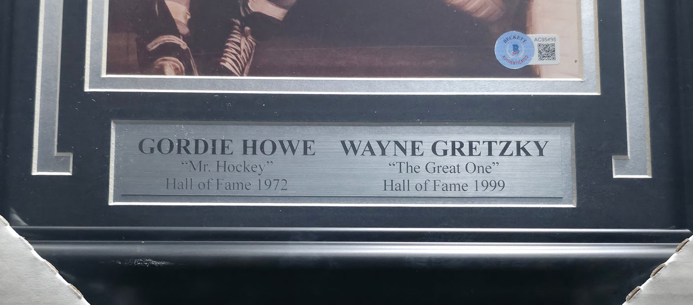Wayne Gretzky & Gordie Howe Autographed Framed 8x10 Photo Beckett BAS #AC95495