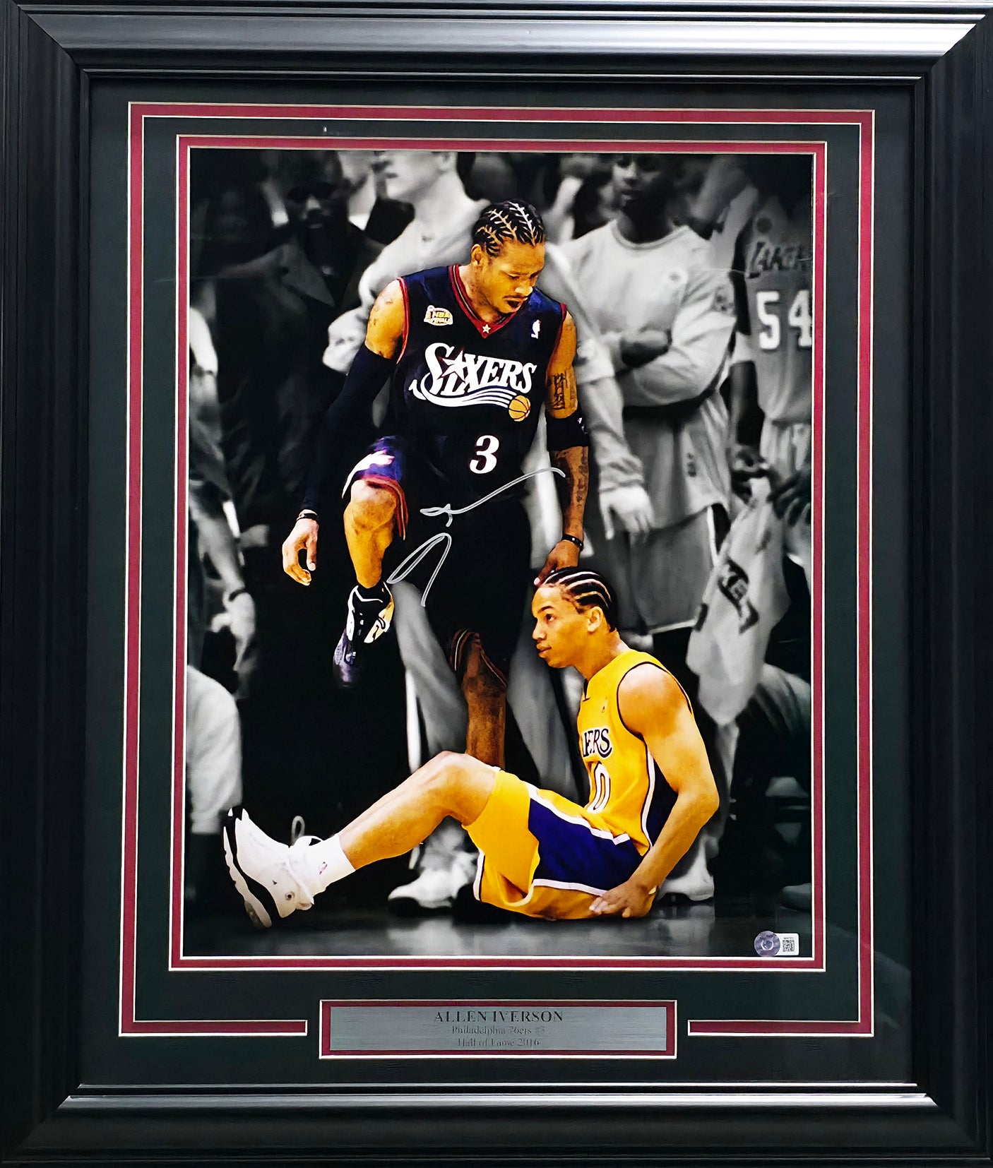Allen Iverson Autographed Framed 16x20 Photo Philadelphia 76ers (Damaged) Beckett BAS Witness #W997620