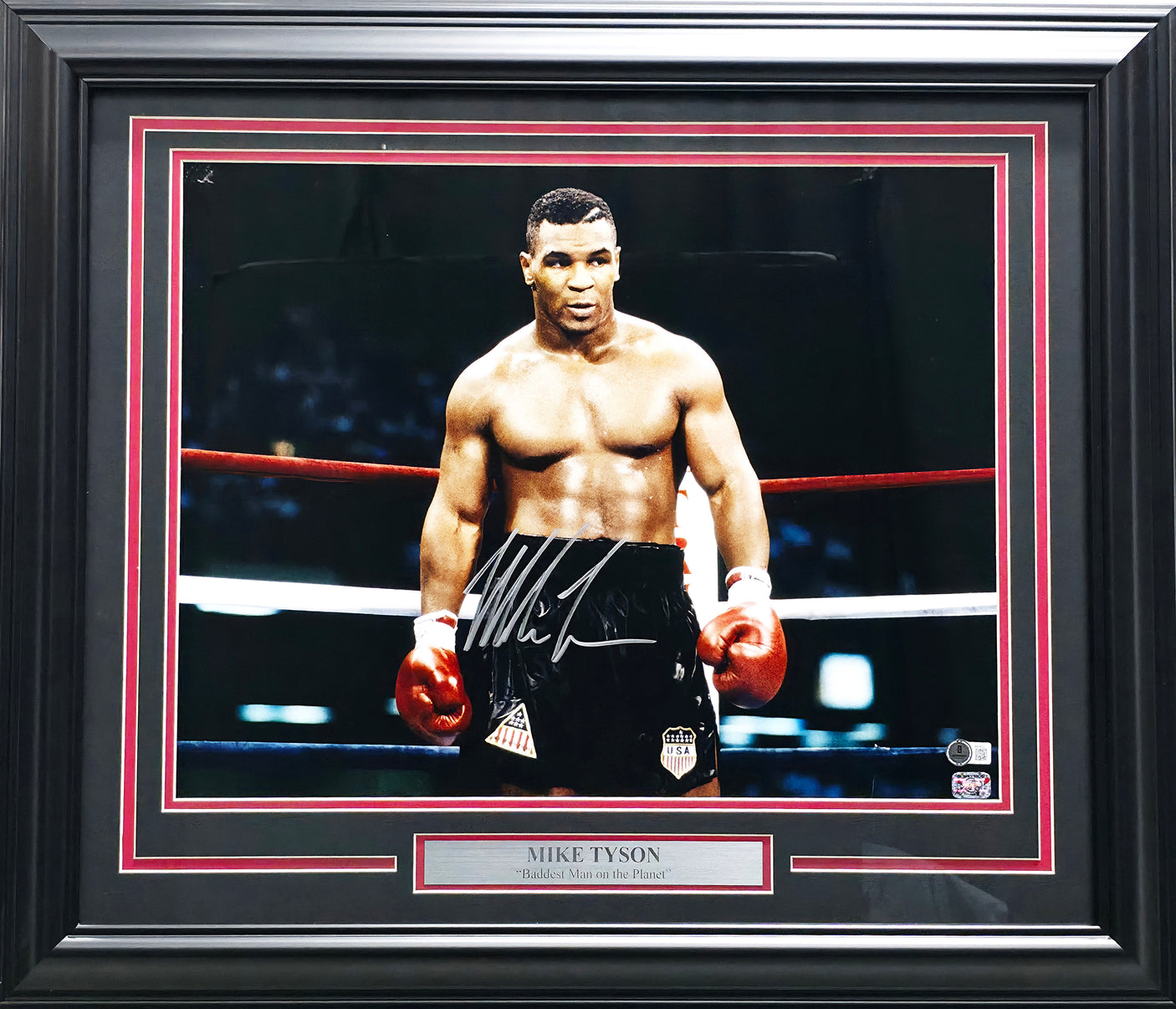 Mike Tyson Autographed Framed 16x20 Photo (Damaged) Beckett BAS QR #BM18522
