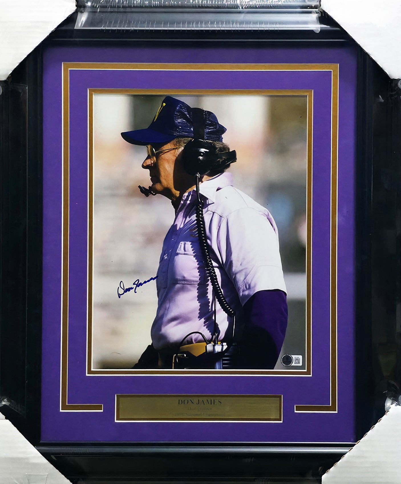 Don James Autographed Framed 11x14 Photo Washington Huskies Beckett BAS QR #AE31843