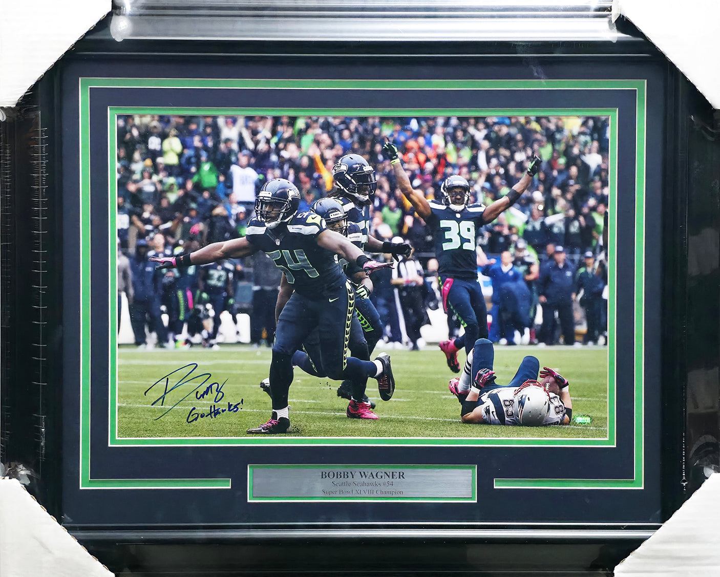 Bobby Wagner Autographed Framed 12x18 Photo Seattle Seahawks "Go Hawks!" MCS Holo #64045