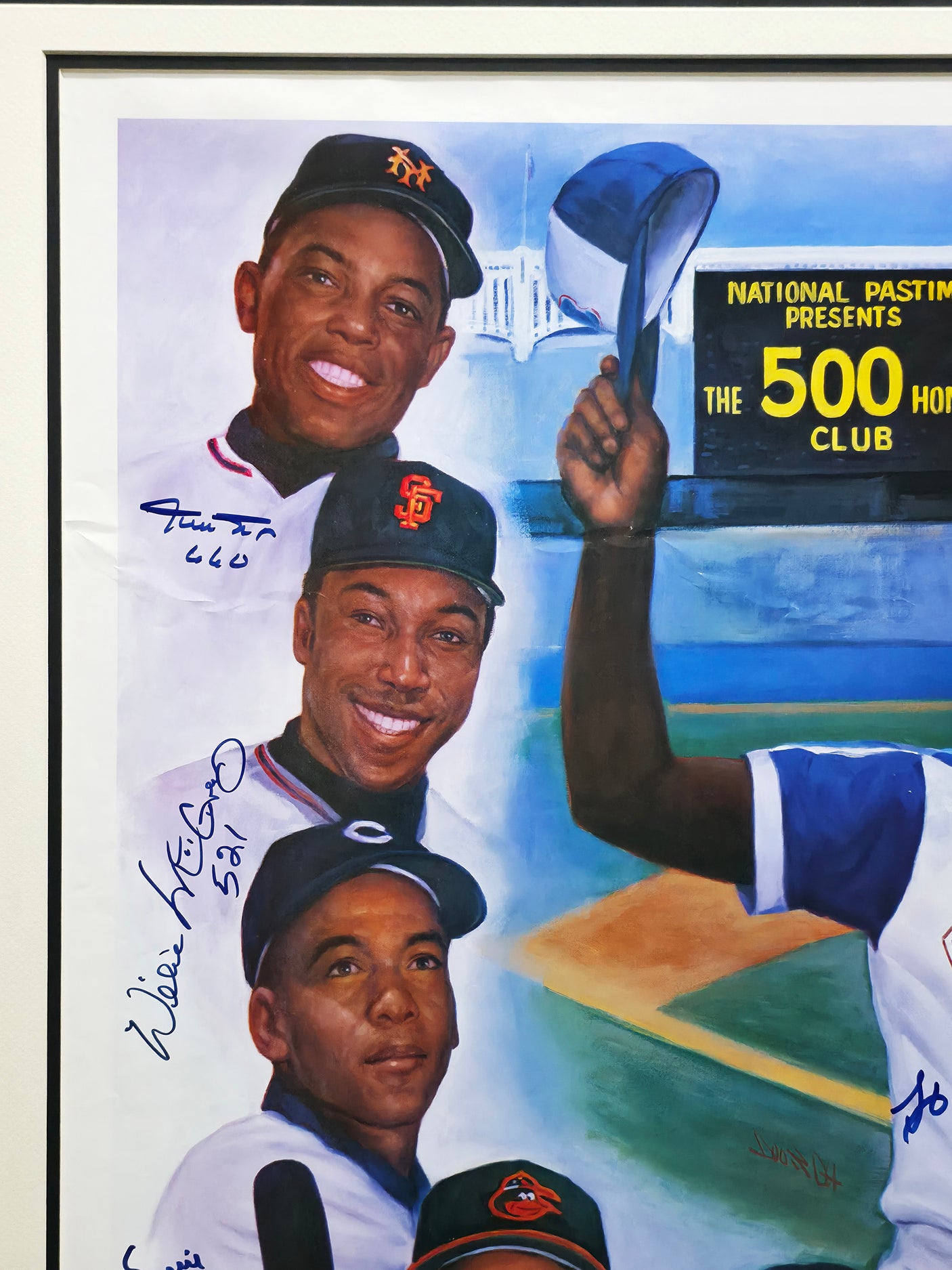 500 Home Run HR Club Autographed Framed 28x30 Photo With 11 Signatures Including Willie Mays & Hank Aaron Beckett BAS #AB08915