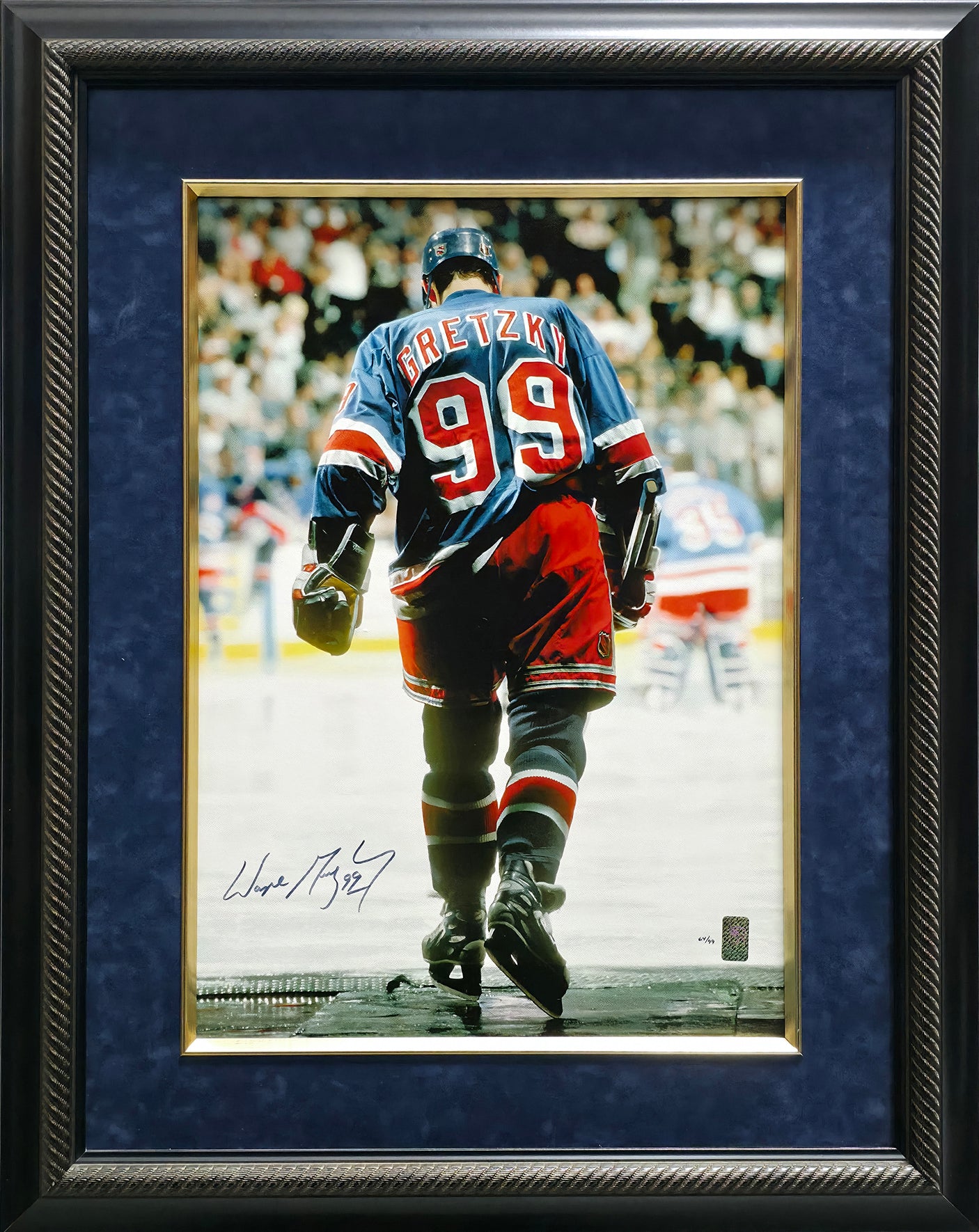 Wayne Gretzky Autographed Framed 18x25 Canvas New York Rangers #64/99 Beckett BAS #AE16375