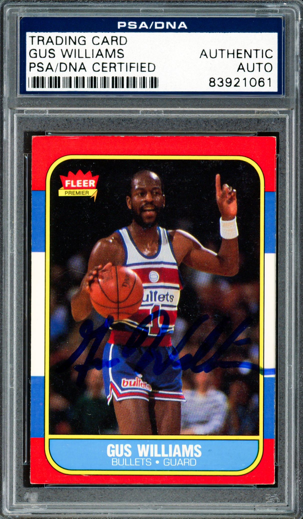 Gus Williams Autographed 1986-87 Fleer Card #124 Washington Bullets PSA/DNA #83921061