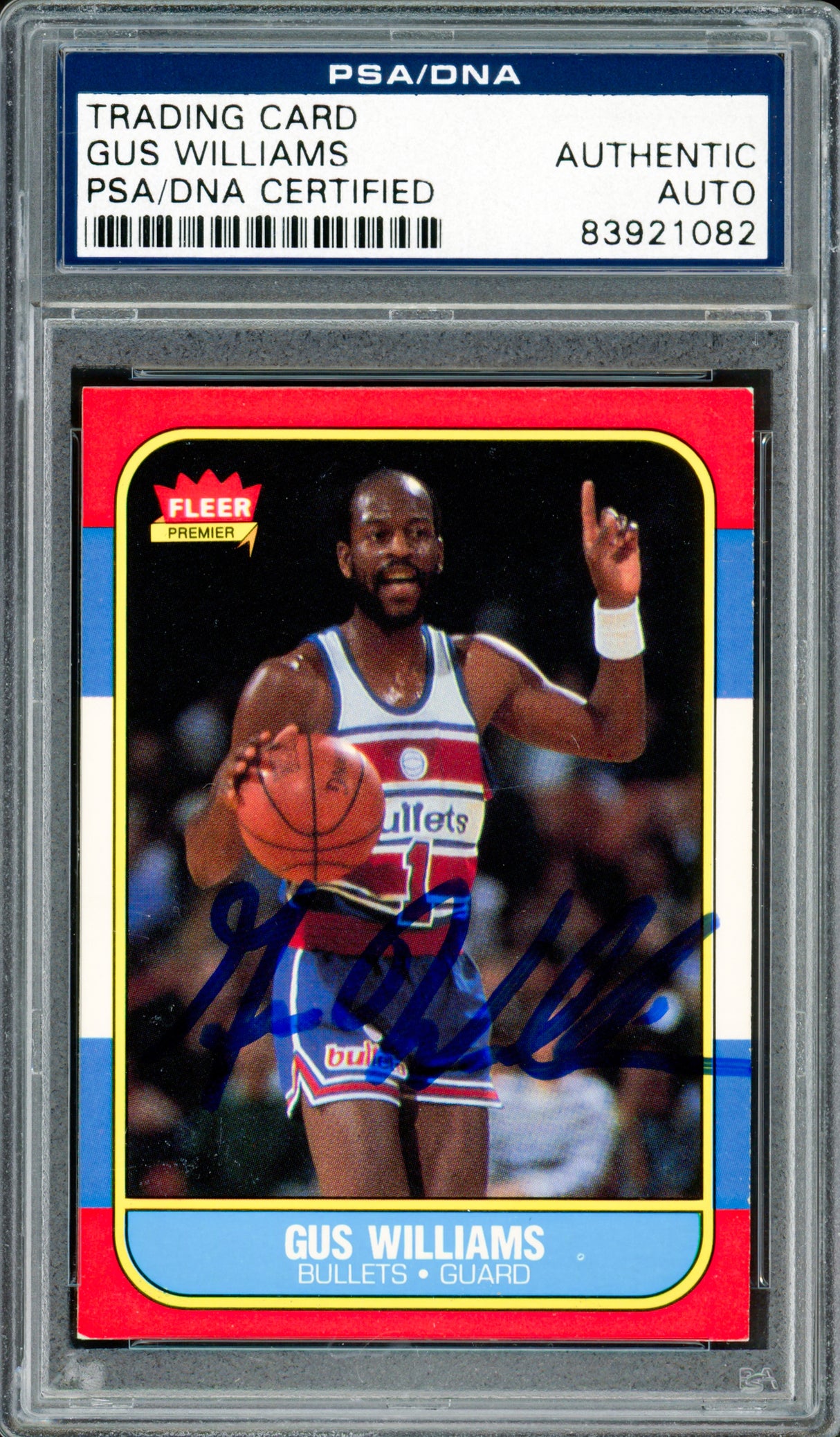 Gus Williams Autographed 1986-87 Fleer Card #124 Washington Bullets PSA/DNA #83921082