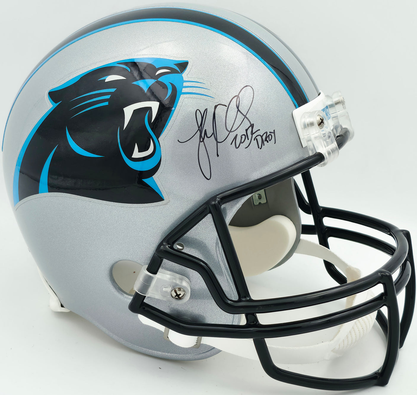Luke Kuechly Autographed Carolina Panthers Silver Full Size Replica Helmet "2012 DROY" Beckett BAS QR #BS30326
