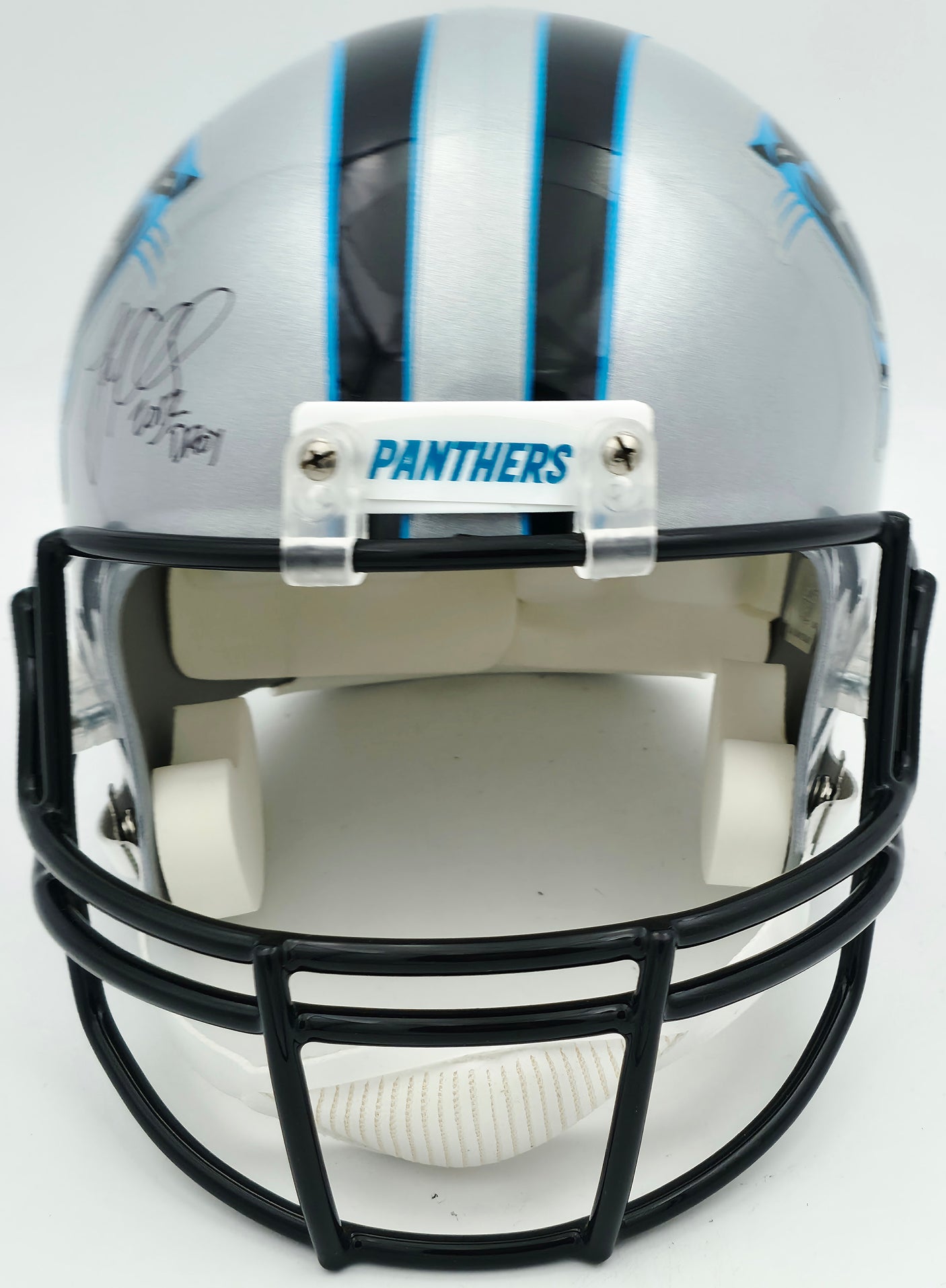 Luke Kuechly Autographed Carolina Panthers Silver Full Size Replica Helmet "2012 DROY" Beckett BAS QR #BS30326