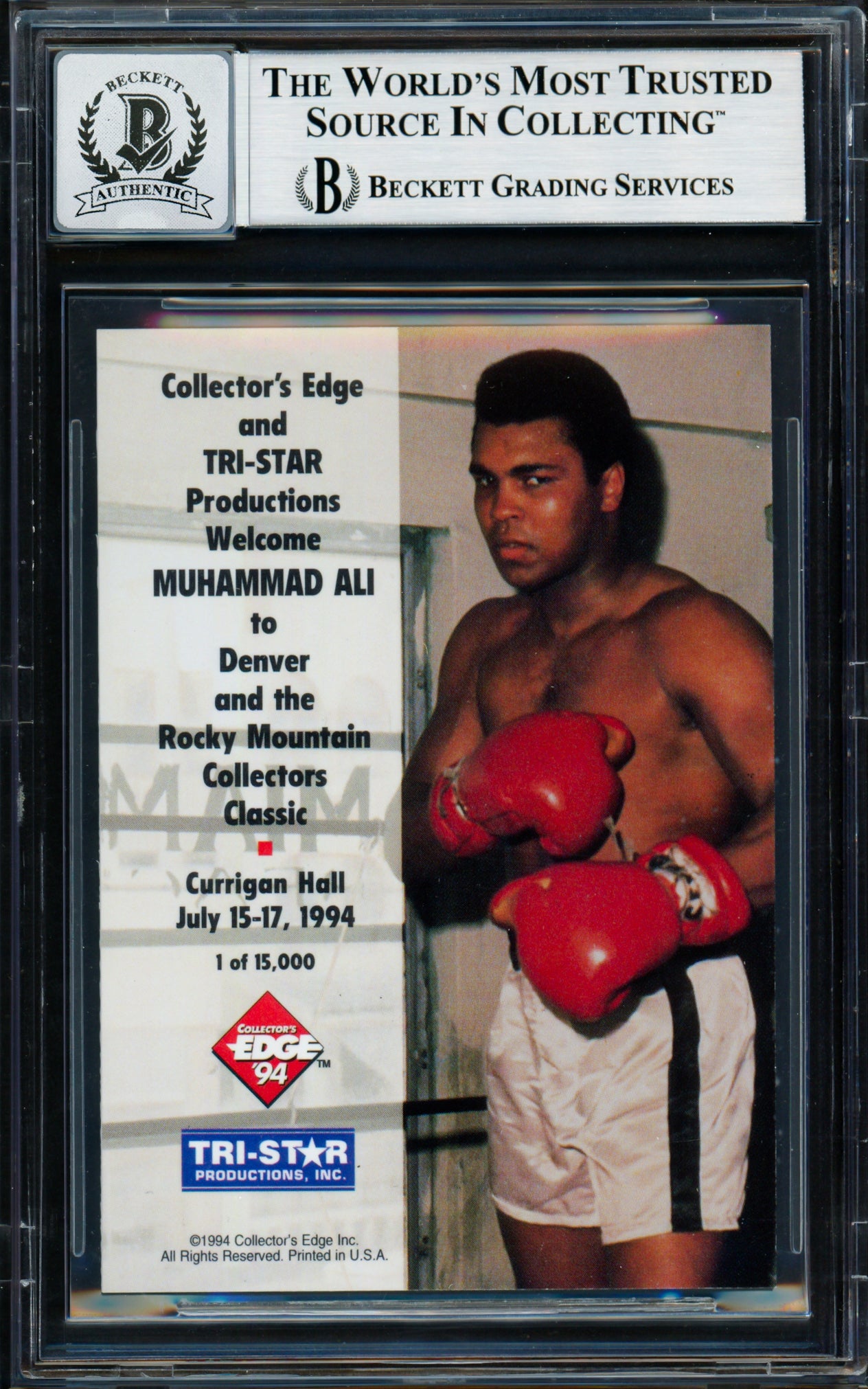 Muhammad Ali Autographed 1994 Collectors Edge Card Auto Grade Gem Mint 10 Beckett BAS #18282852
