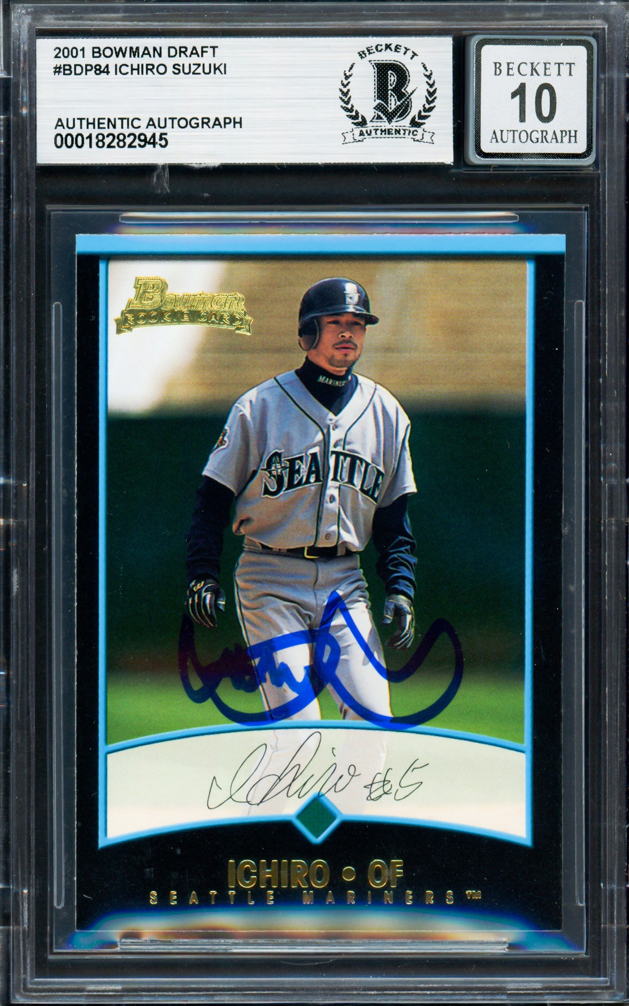 Ichiro Suzuki Autographed 2001 Bowman Draft Picks Rookie Card #BDP84 Seattle Mariners Auto Grade Gem Mint 10 Beckett BAS #18282945