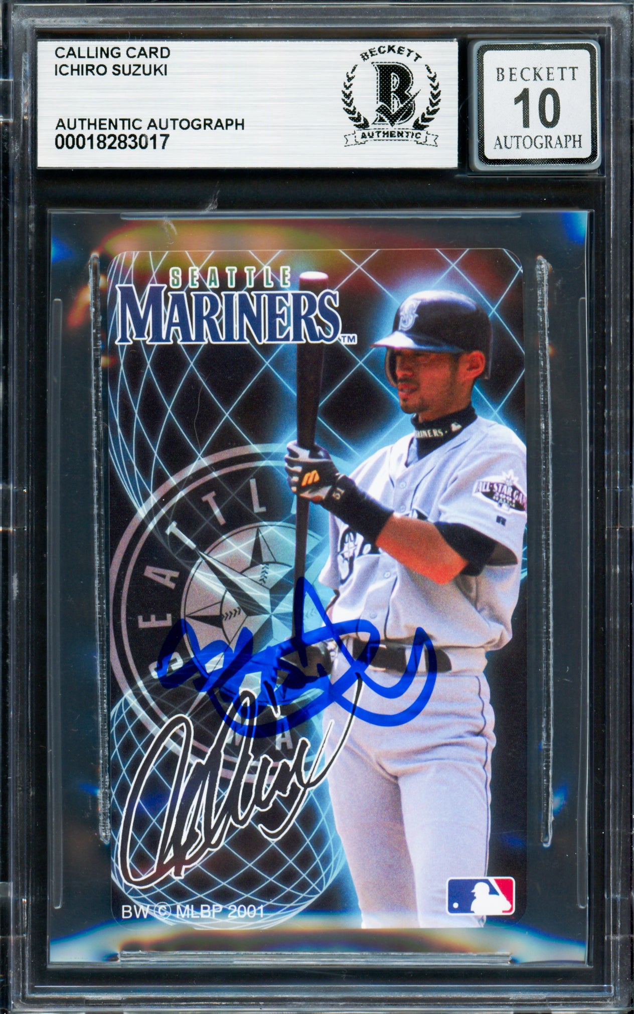 Ichiro Suzuki Autographed 2001 Teleca NTT Rookie Phone Card Seattle Mariners Auto Grade Gem Mint 10 Beckett BAS #18283017