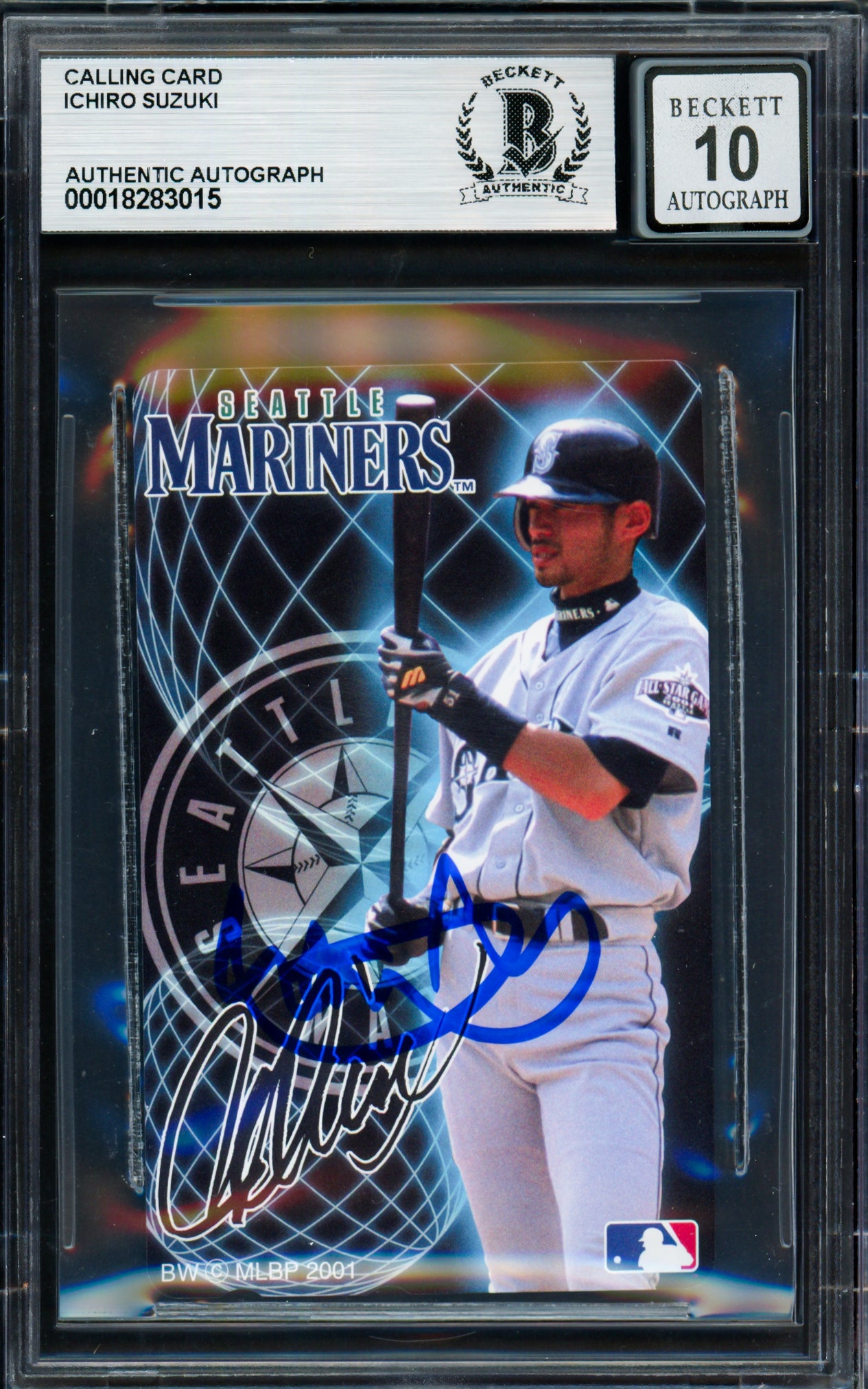 Ichiro Suzuki Autographed 2001 Teleca NTT Rookie Phone Card Seattle Mariners Auto Grade Gem Mint 10 Beckett BAS #18283015