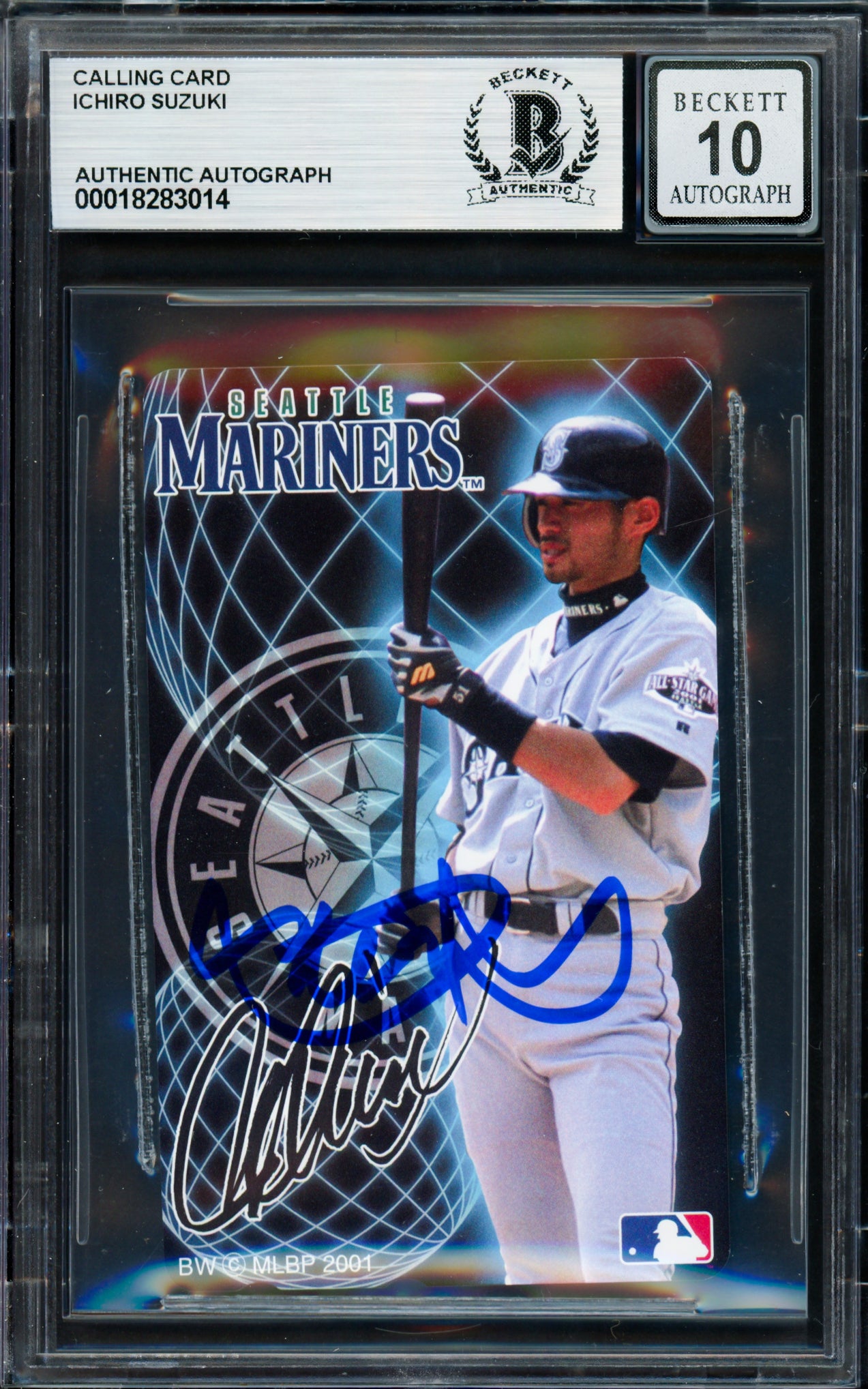 Ichiro Suzuki Autographed 2001 Teleca NTT Rookie Phone Card Seattle Mariners Auto Grade Gem Mint 10 Beckett BAS #18283014