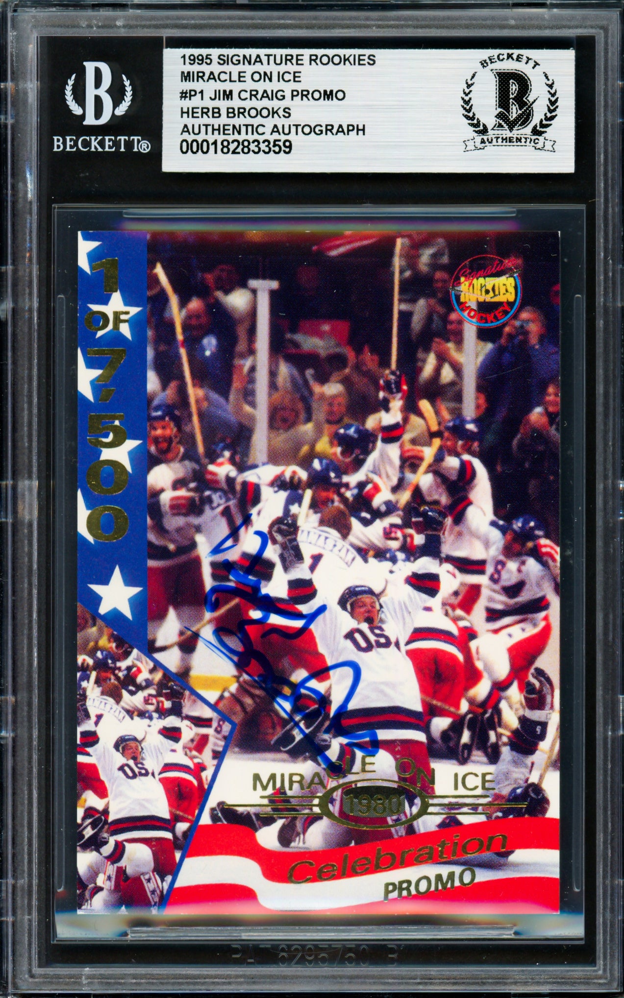 Herb Brooks Autographed 1995 Signature Rookies Card 1980 Team USA Beckett BAS #18283359
