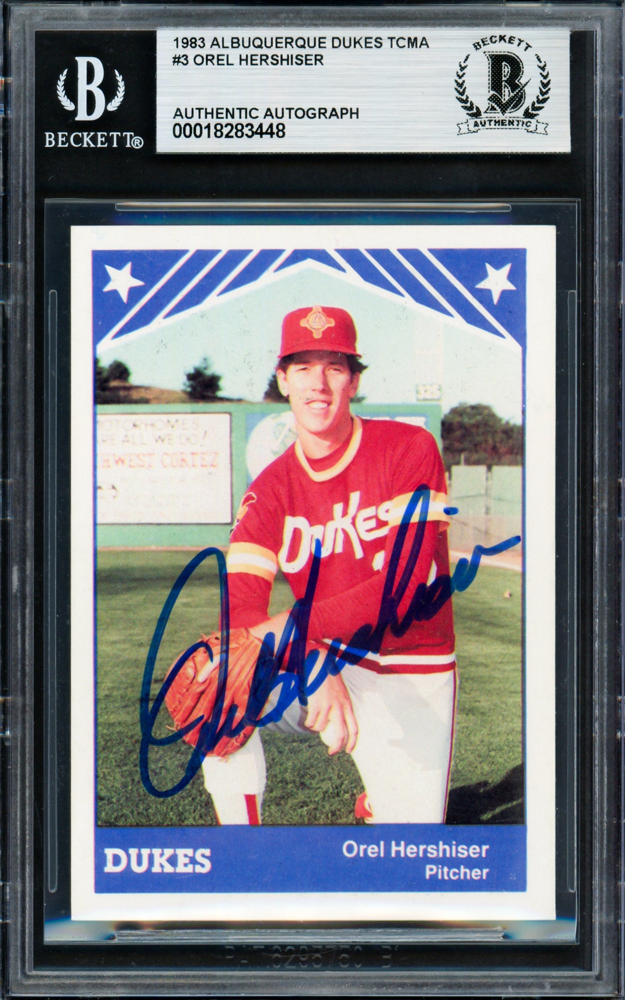 Orel Hershiser Autographed 1983 TCMA Rookie Card #3 Albuquerque Dukes Beckett BAS #18283448